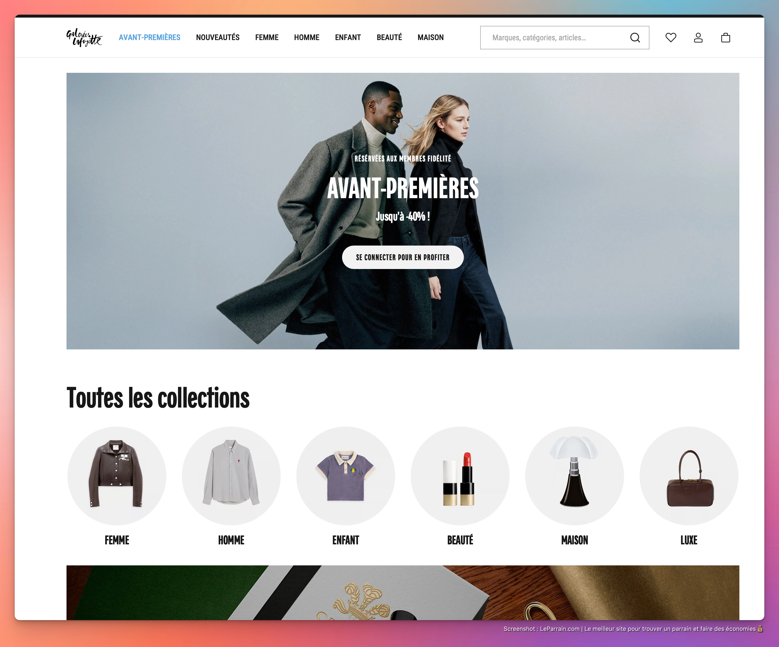 Capture d'écran 2 du programme de parrainage Galeries Lafayette