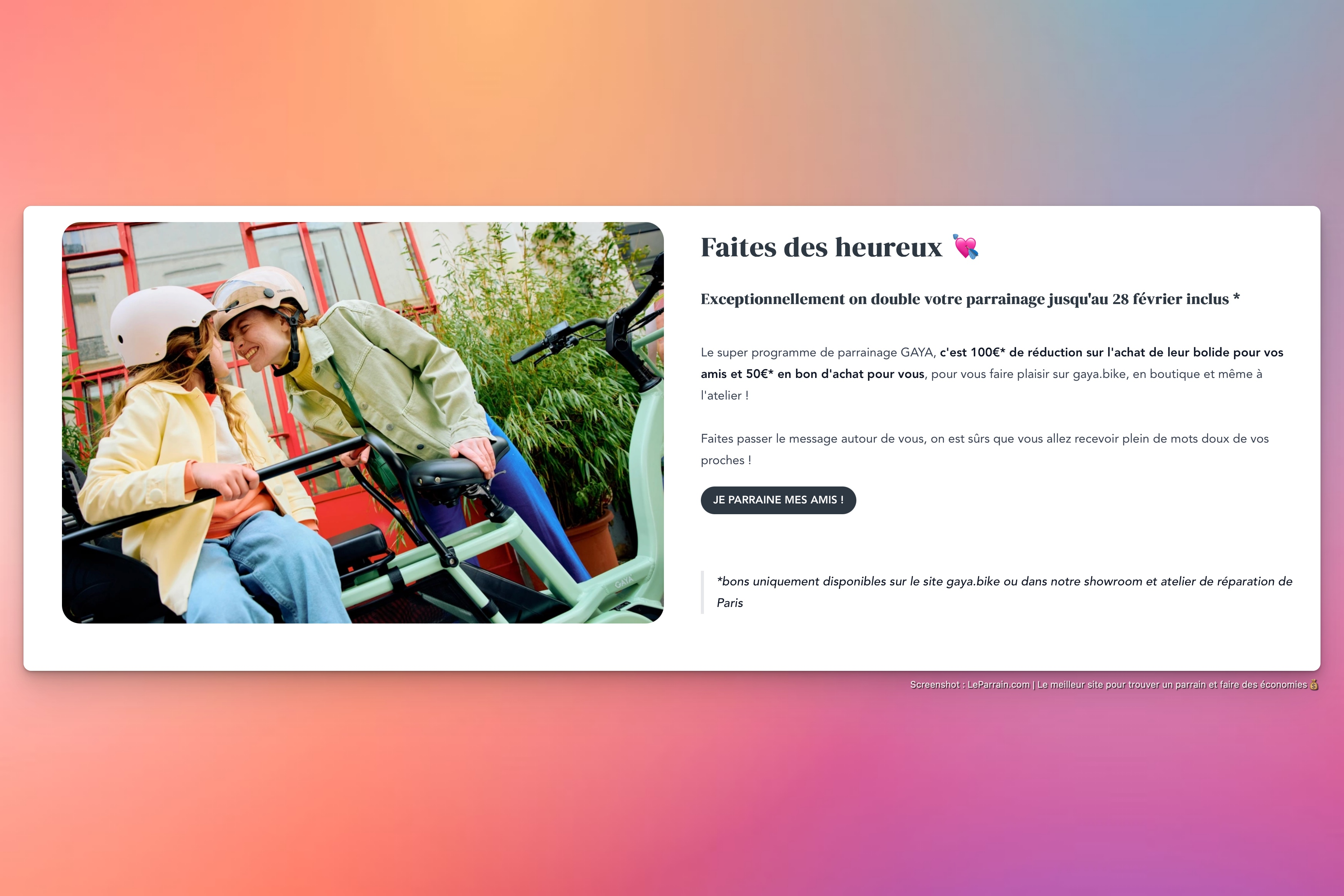 Capture d'écran 7 du programme de parrainage Gaya