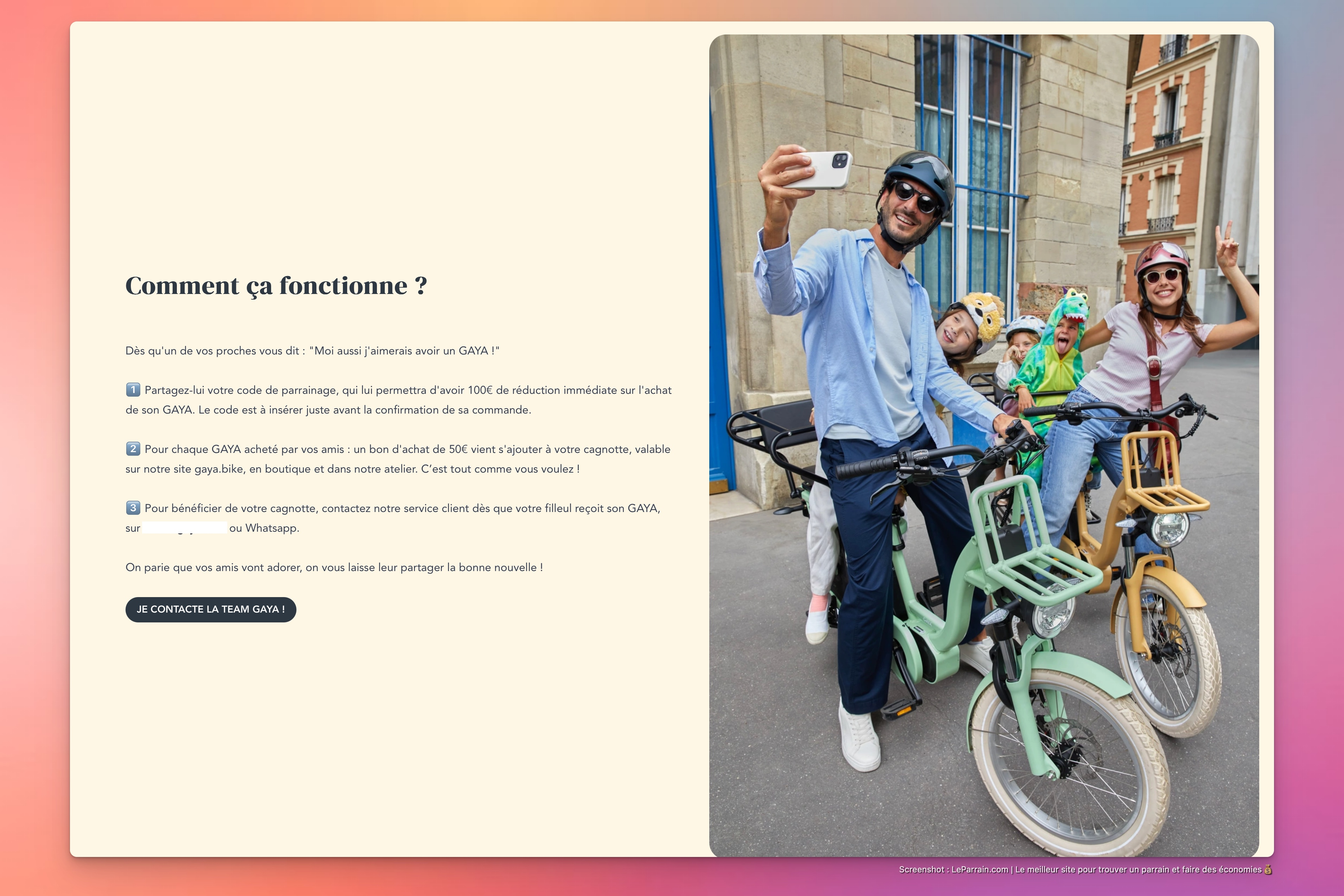 Capture d'écran 8 du programme de parrainage Gaya