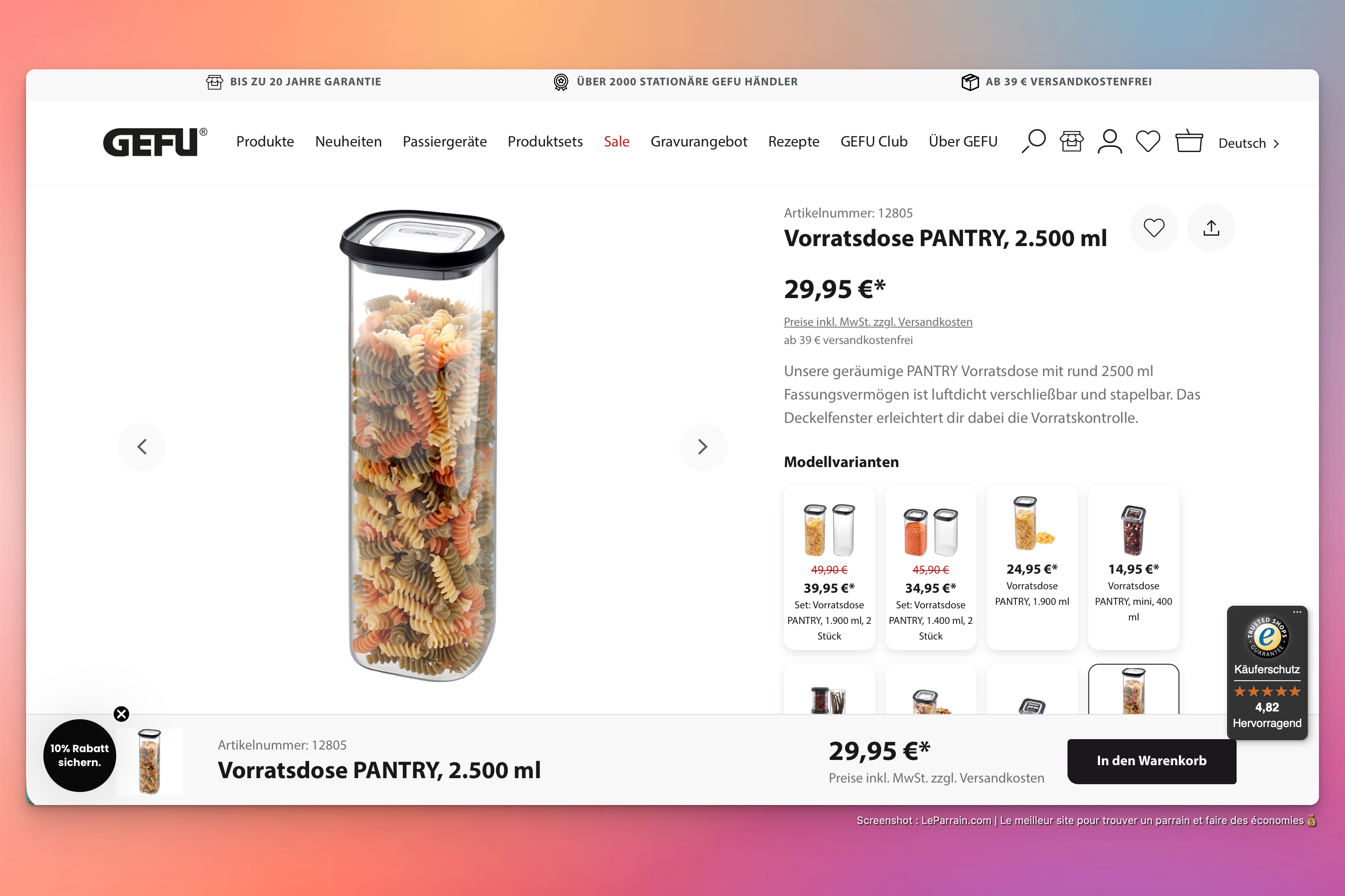 Capture d'écran 1 du programme de parrainage GEFU