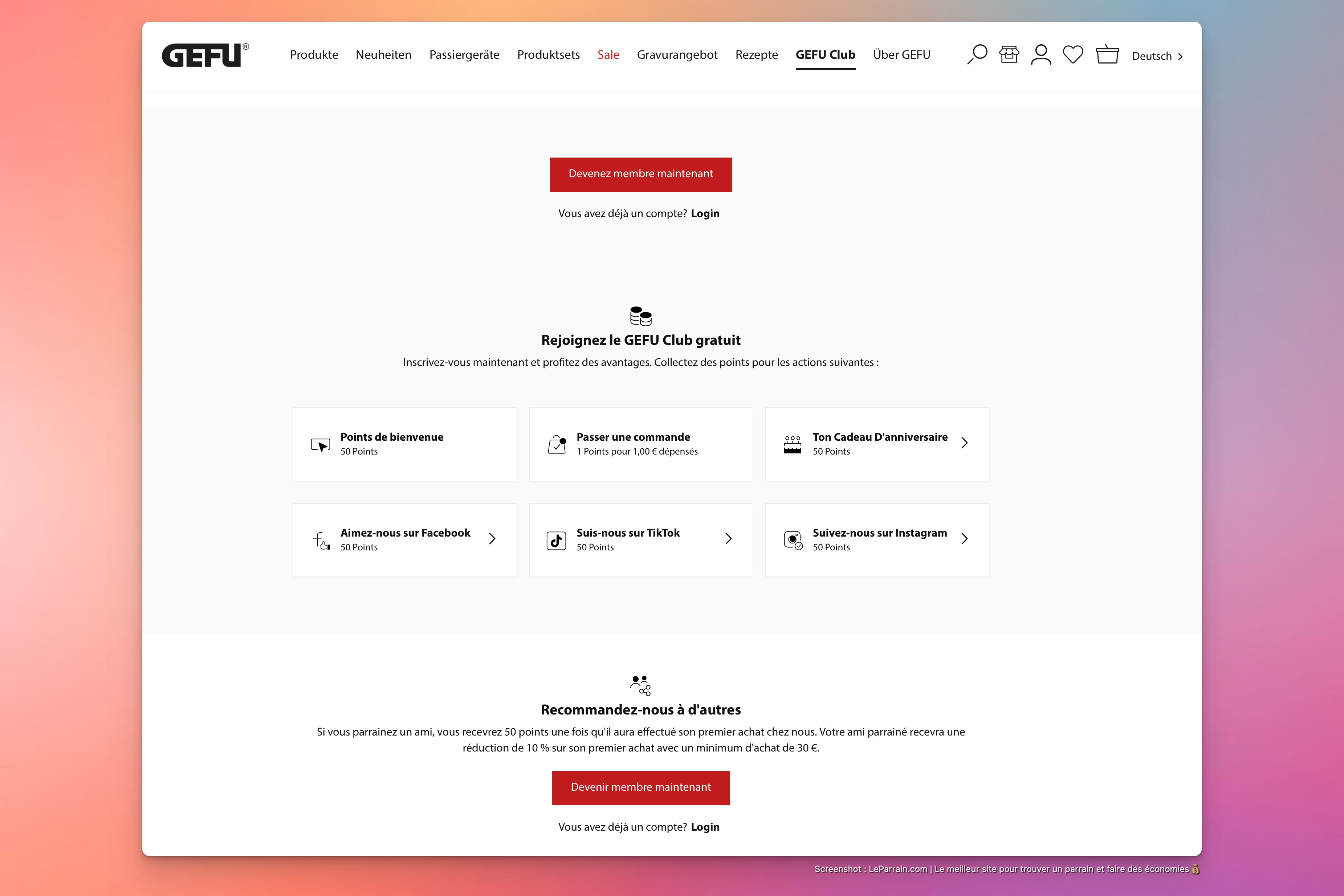 Capture d'écran 4 du programme de parrainage GEFU