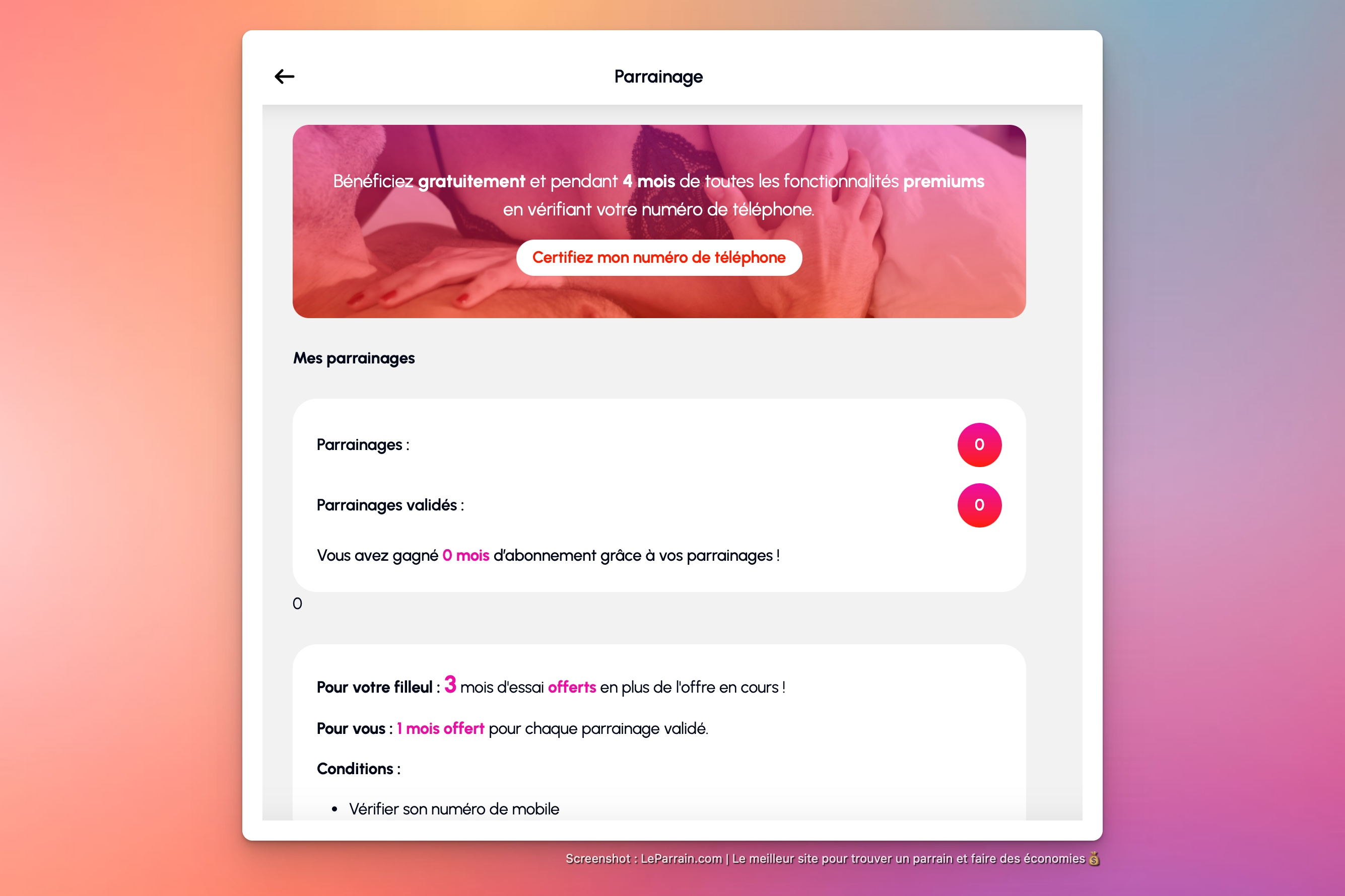 Capture d'écran 1 du programme de parrainage Gleese