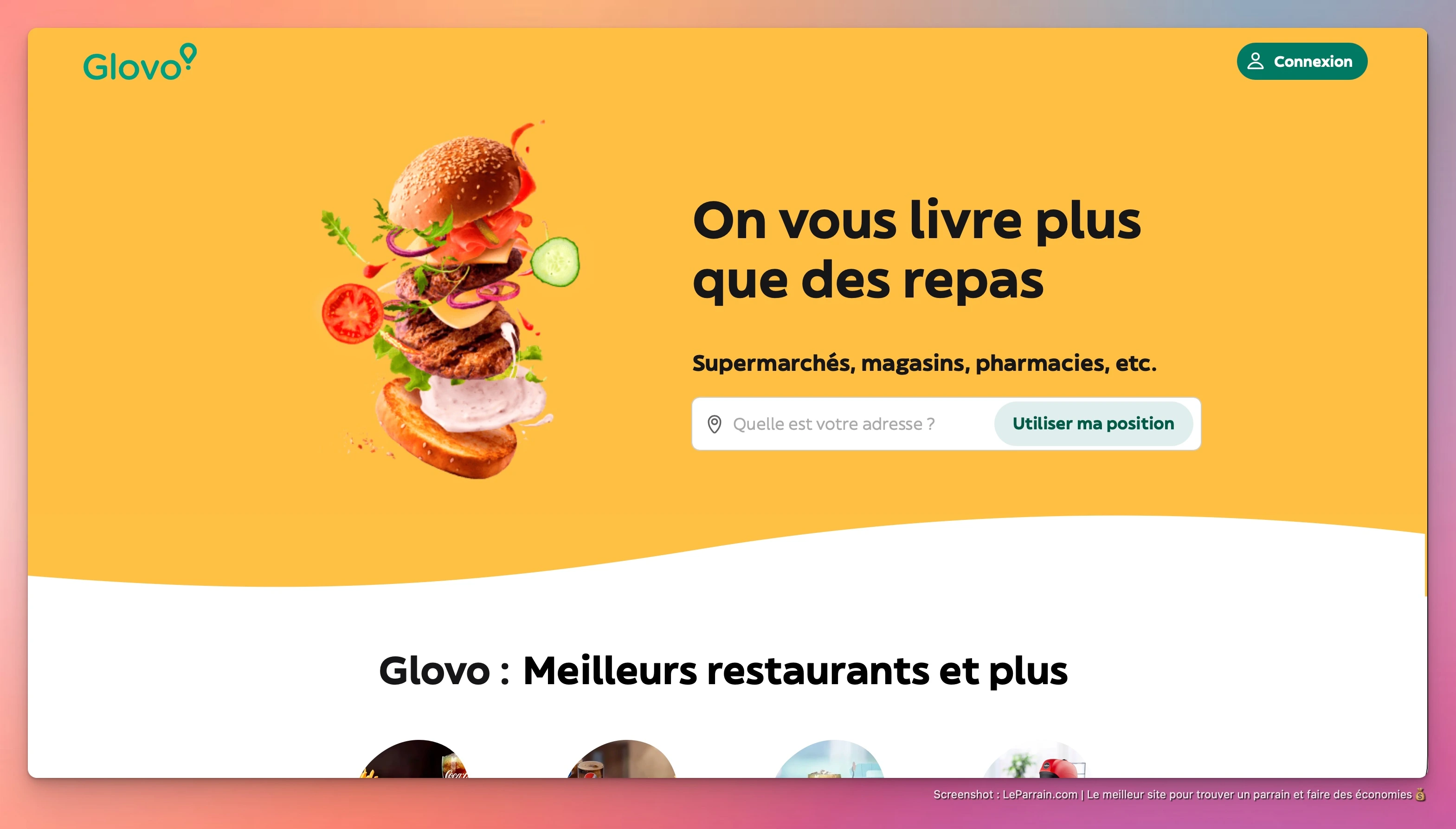 Capture d'écran 1 du programme de parrainage Glovo