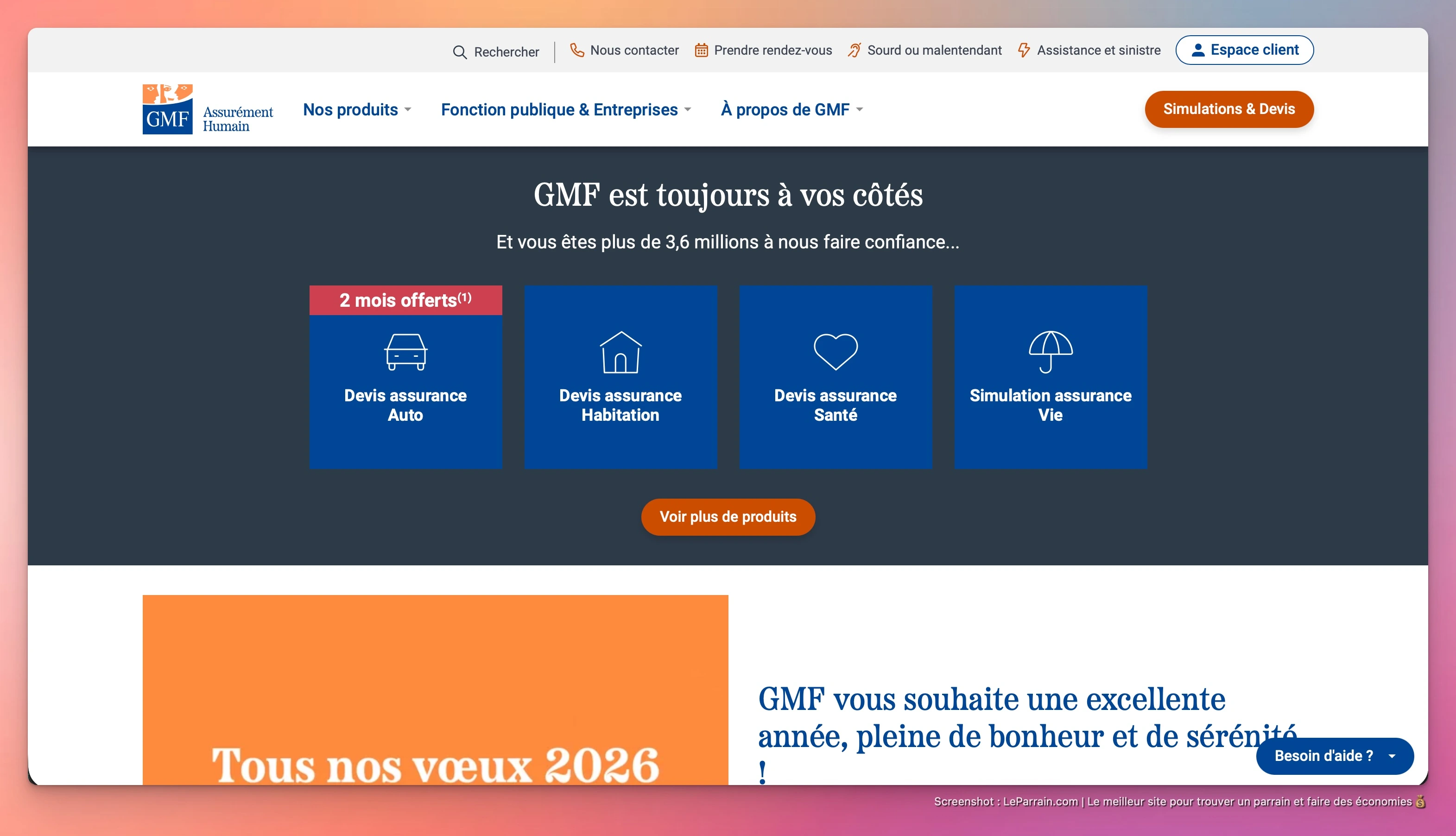 Capture d'écran 3 du programme de parrainage GMF