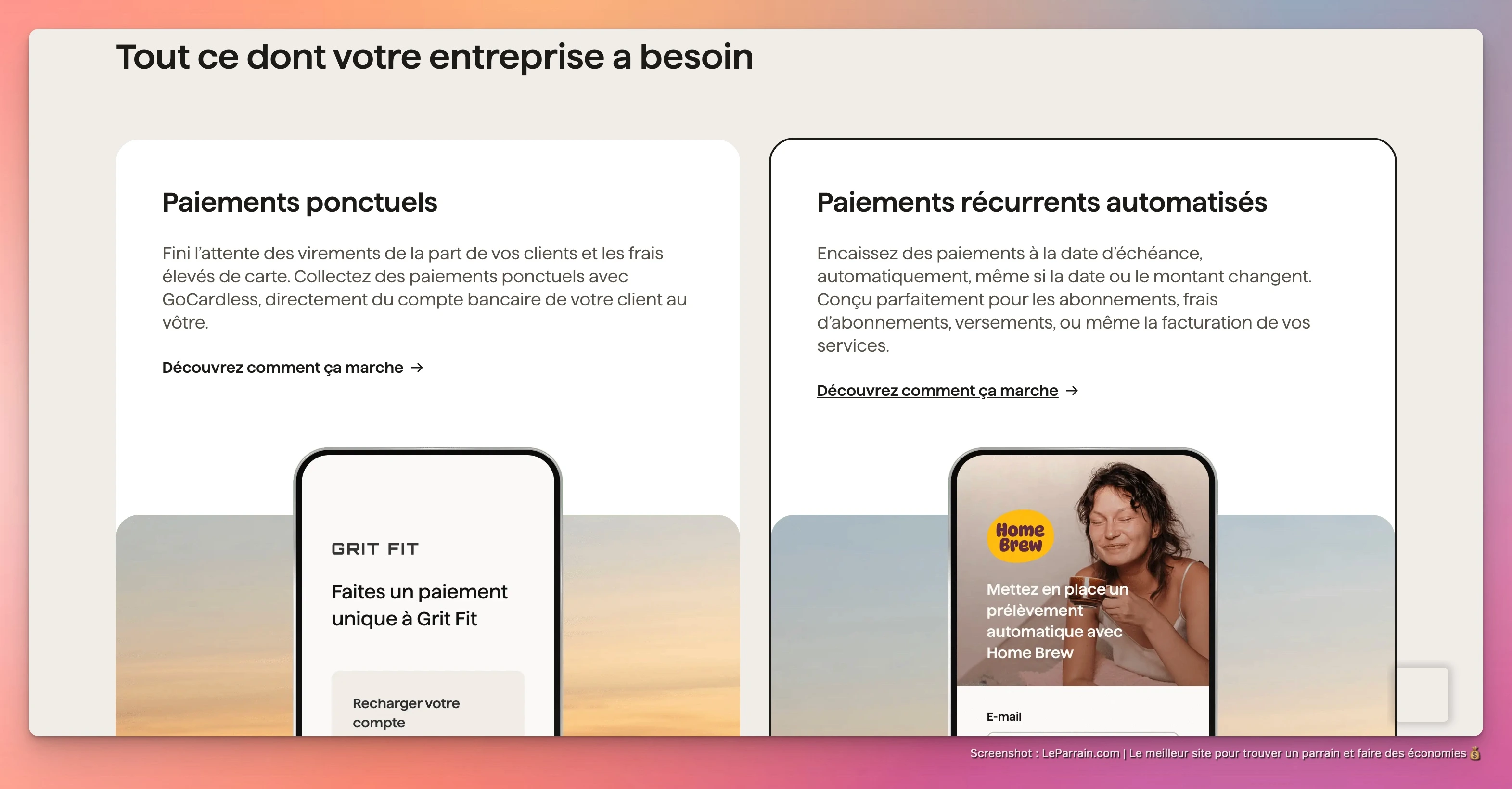 Capture d'écran 1 du programme de parrainage GoCardless