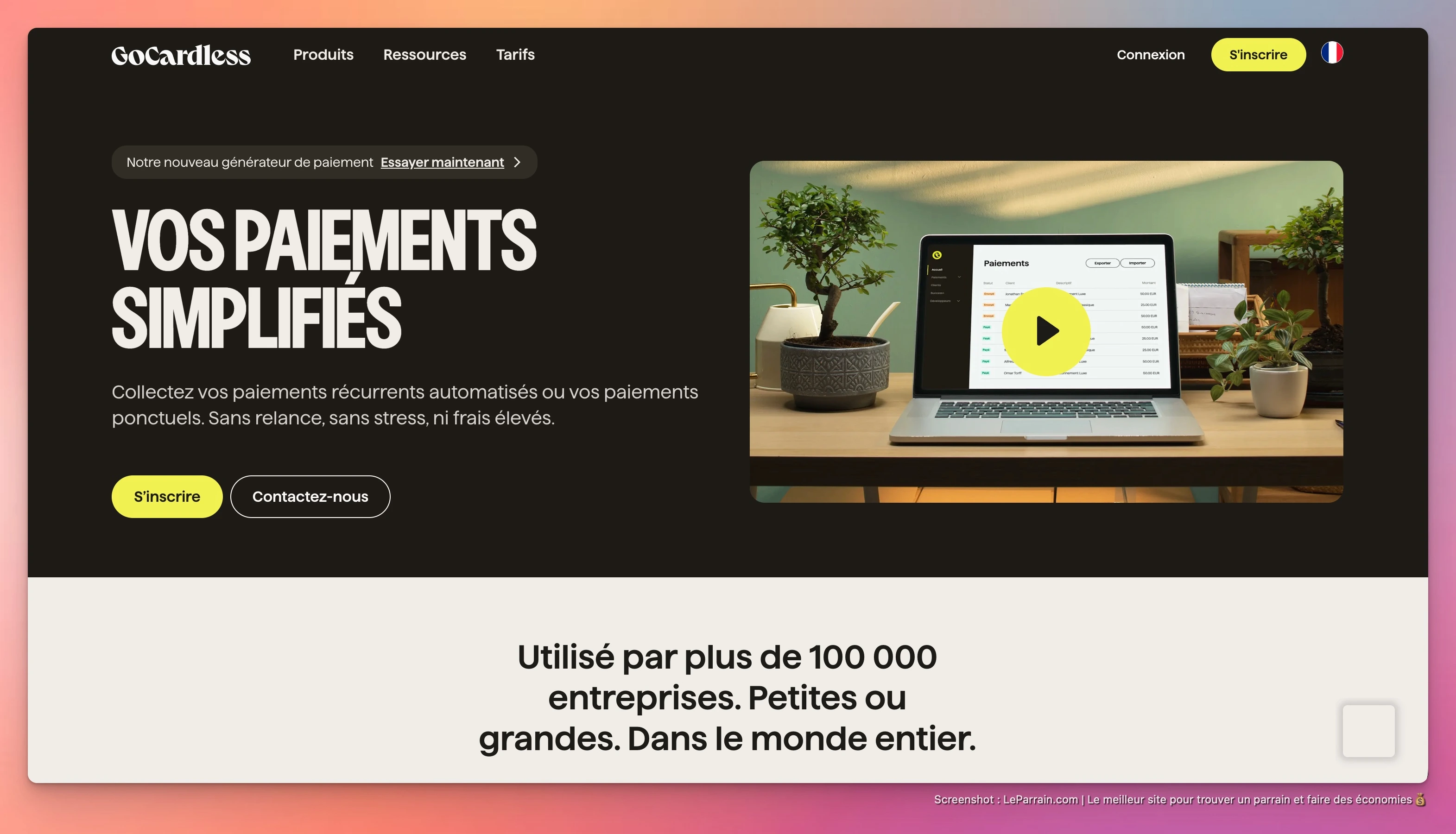 Capture d'écran 2 du programme de parrainage GoCardless