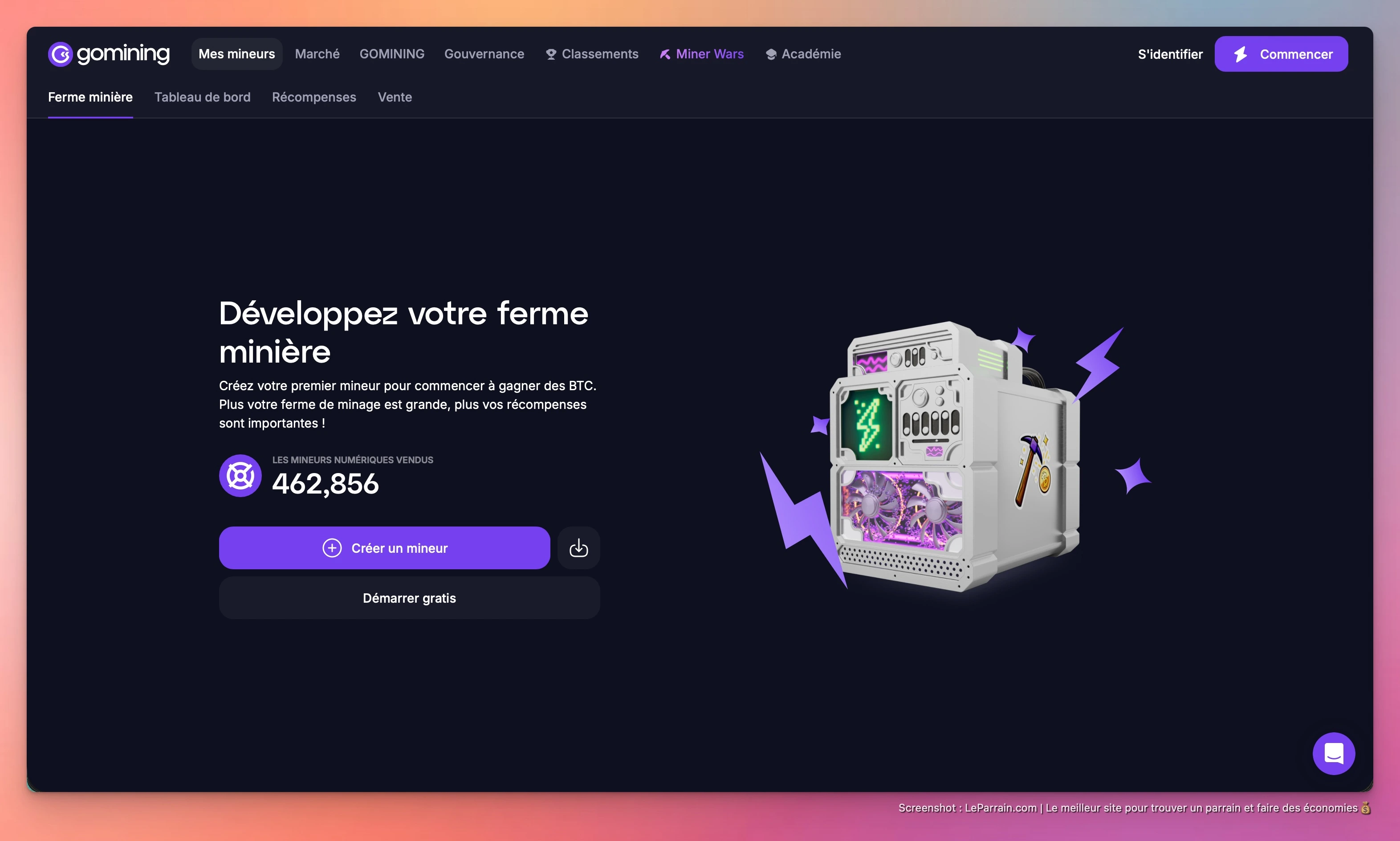 Capture d'écran 3 du programme de parrainage GoMining