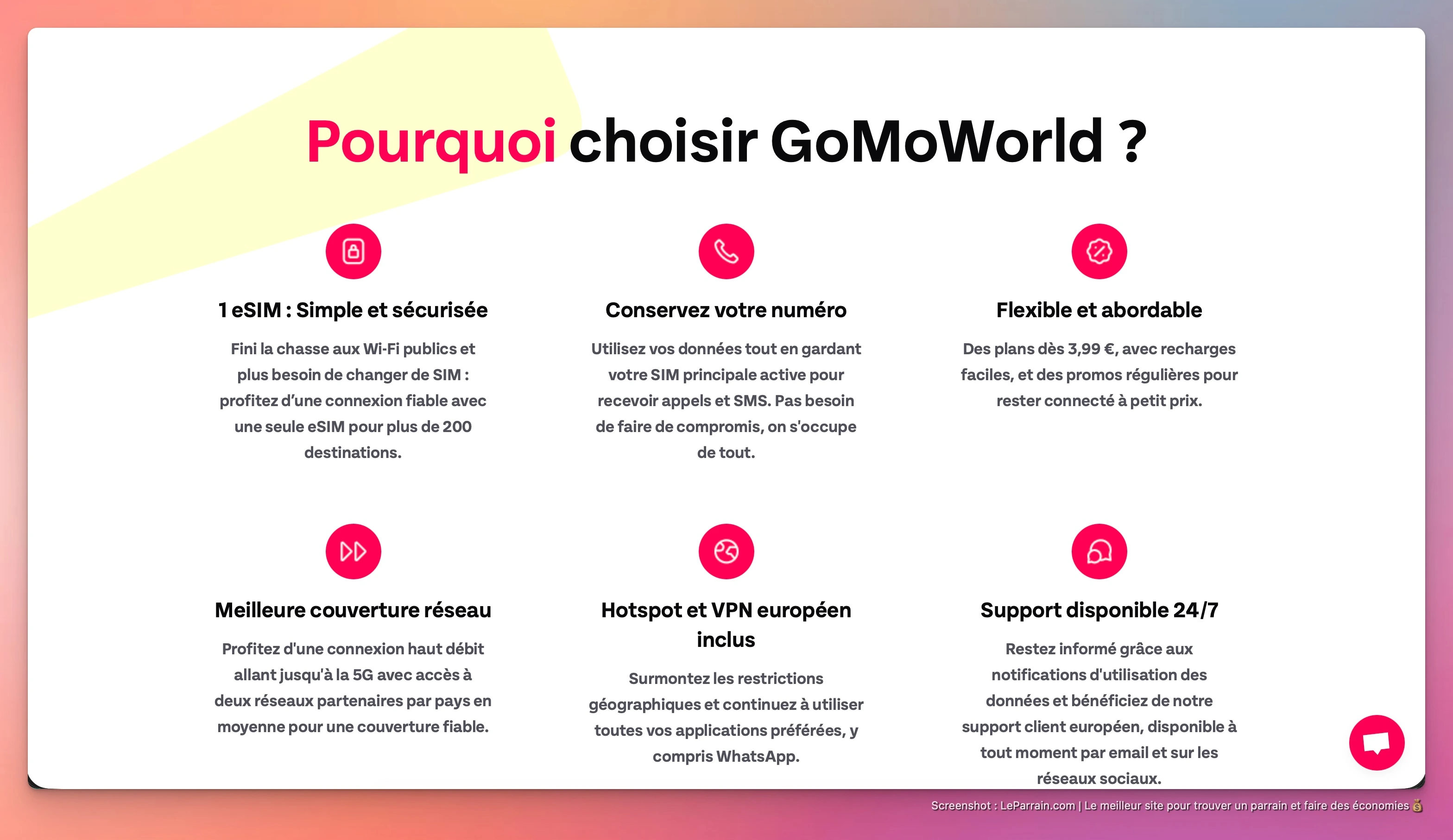 Capture d'écran 5 du programme de parrainage GoMoWorld