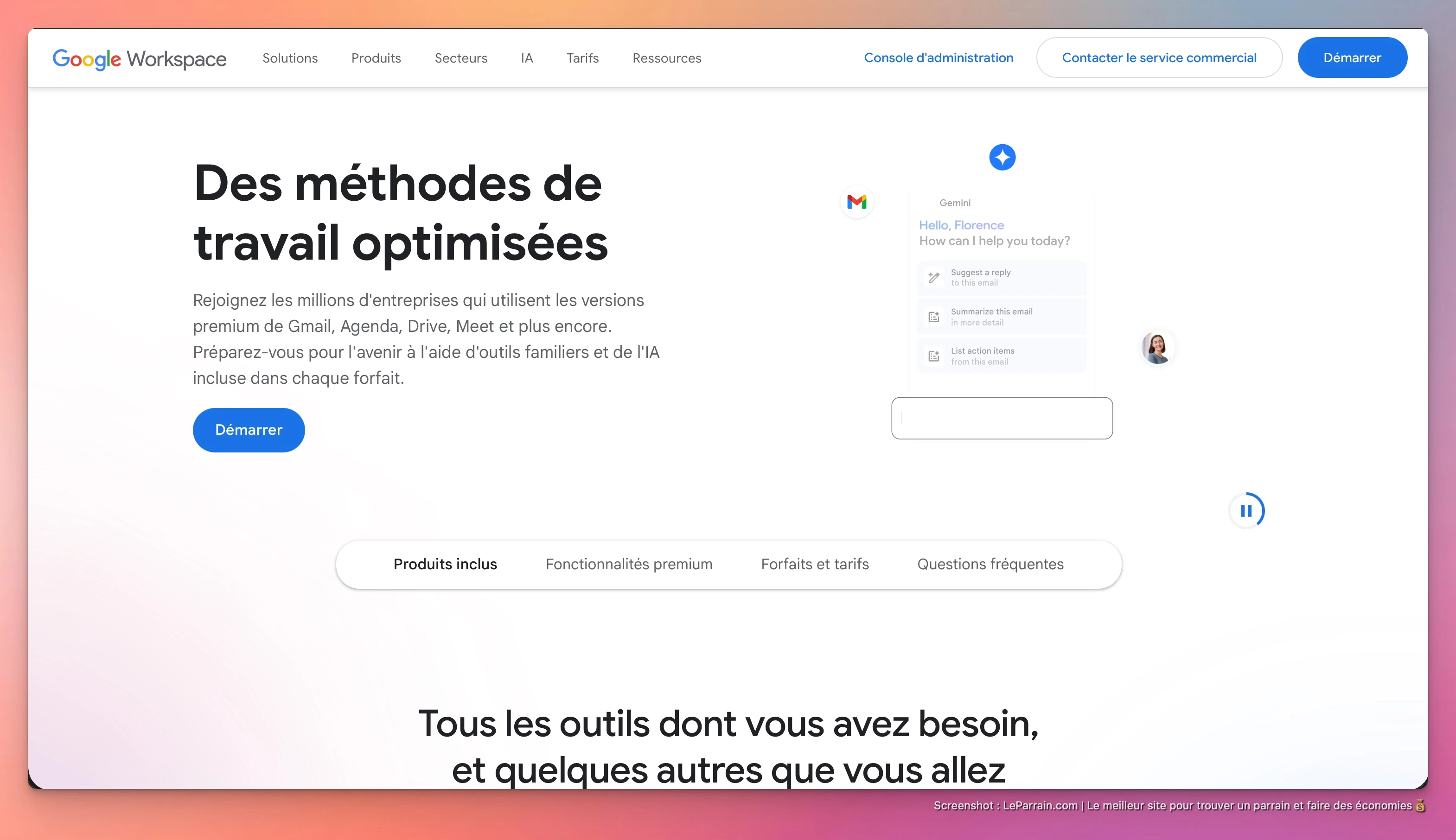 Capture d'écran 2 du programme de parrainage Google Workspace