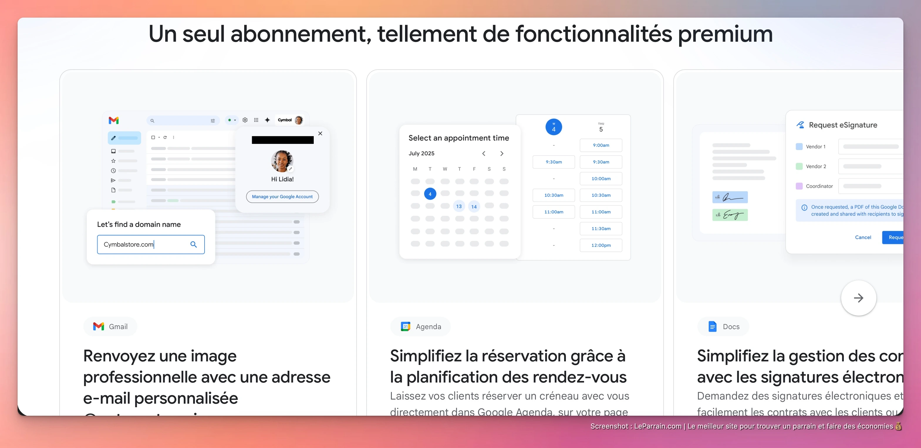 Capture d'écran 4 du programme de parrainage Google Workspace