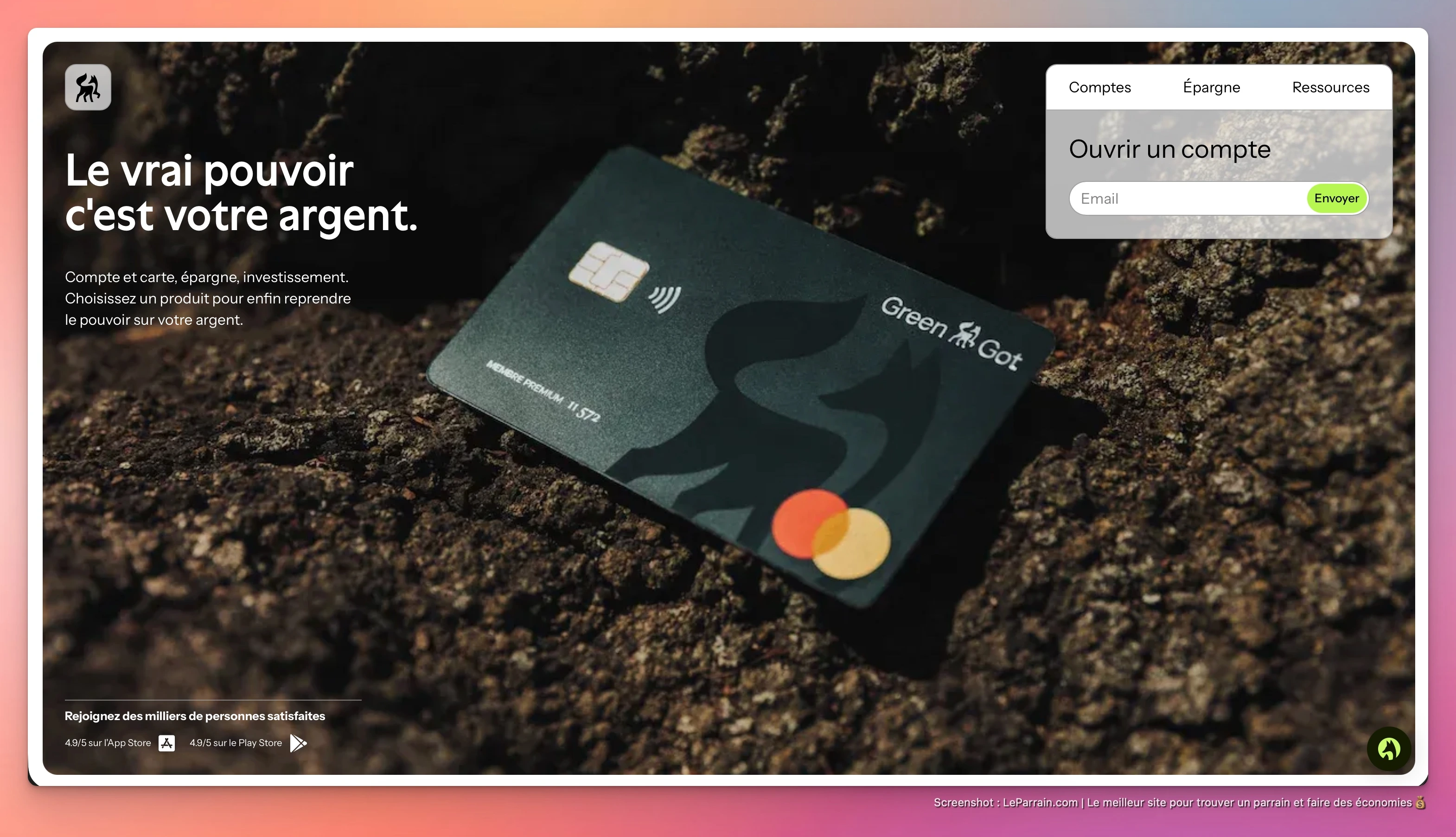 Capture d'écran 1 du programme de parrainage Green Got