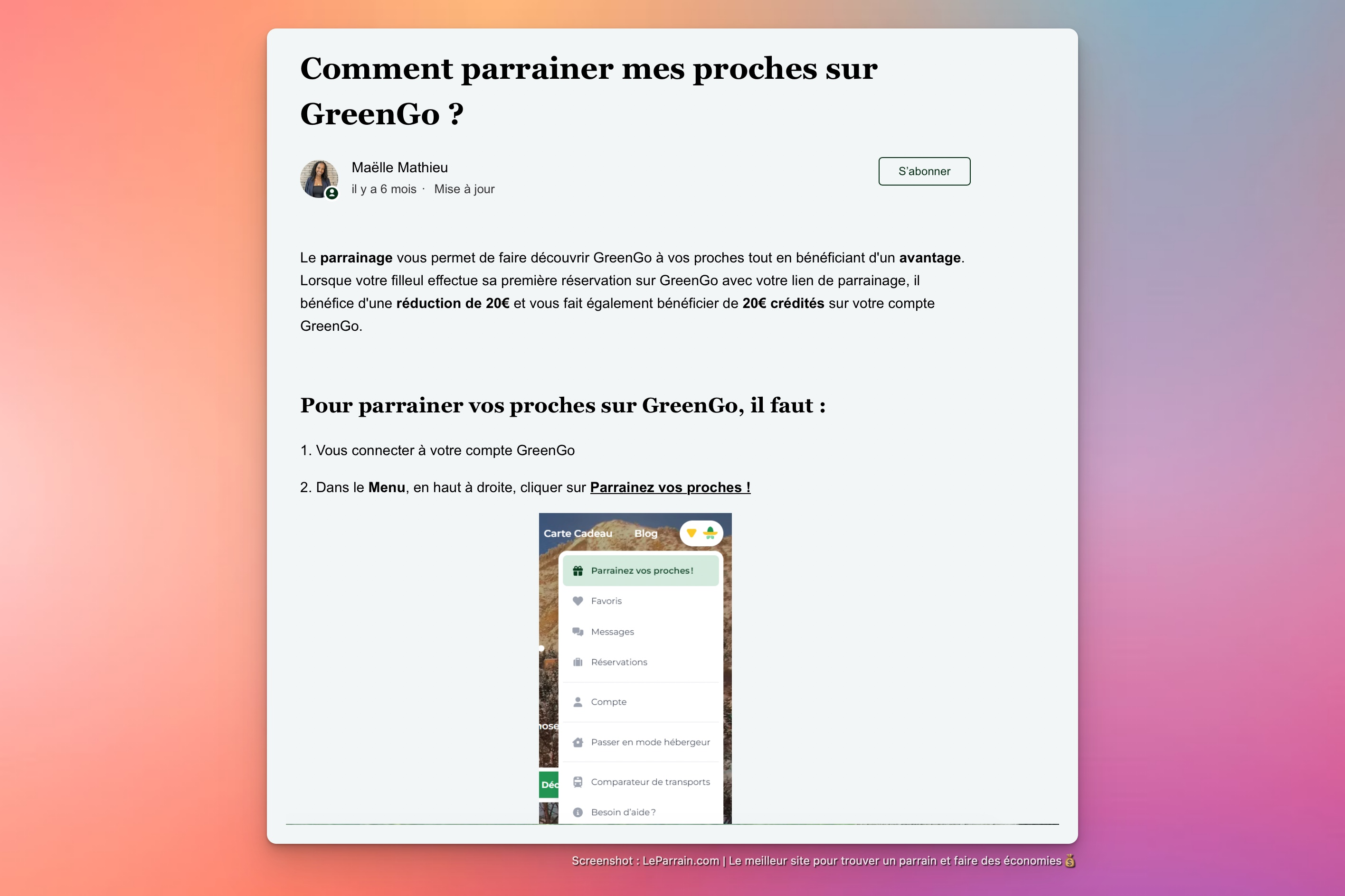 Capture d'écran 1 du programme de parrainage GreenGo