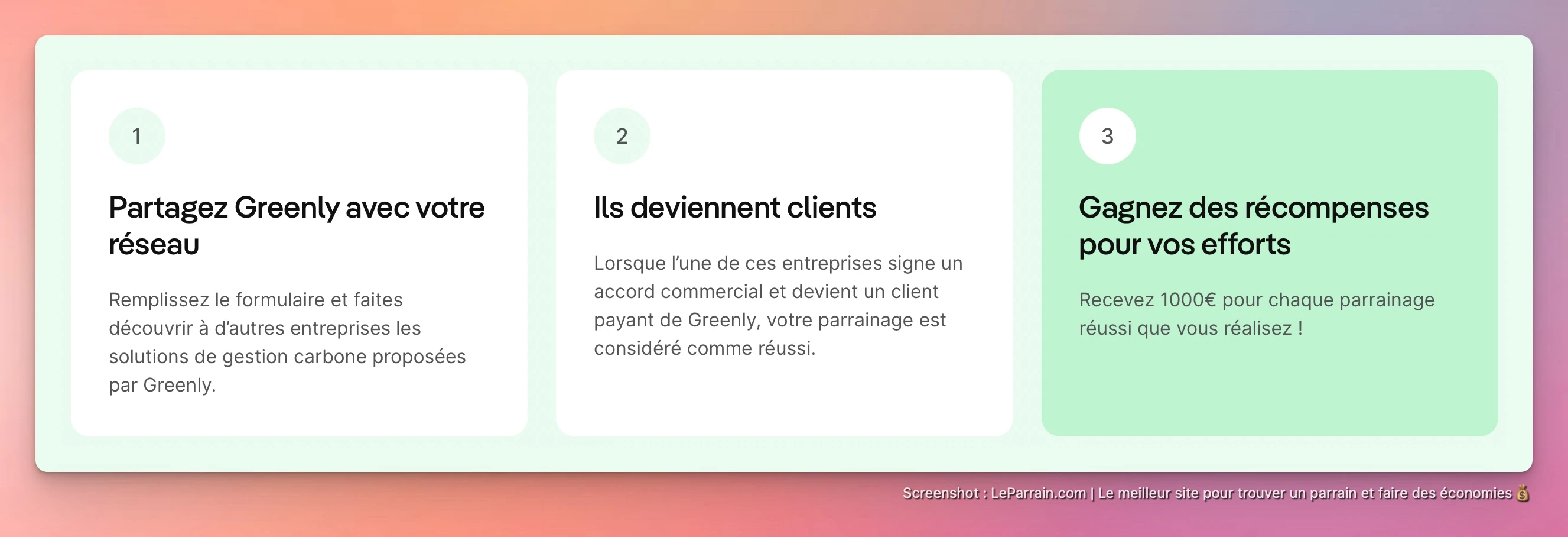 Capture d'écran 2 du programme de parrainage Greenly