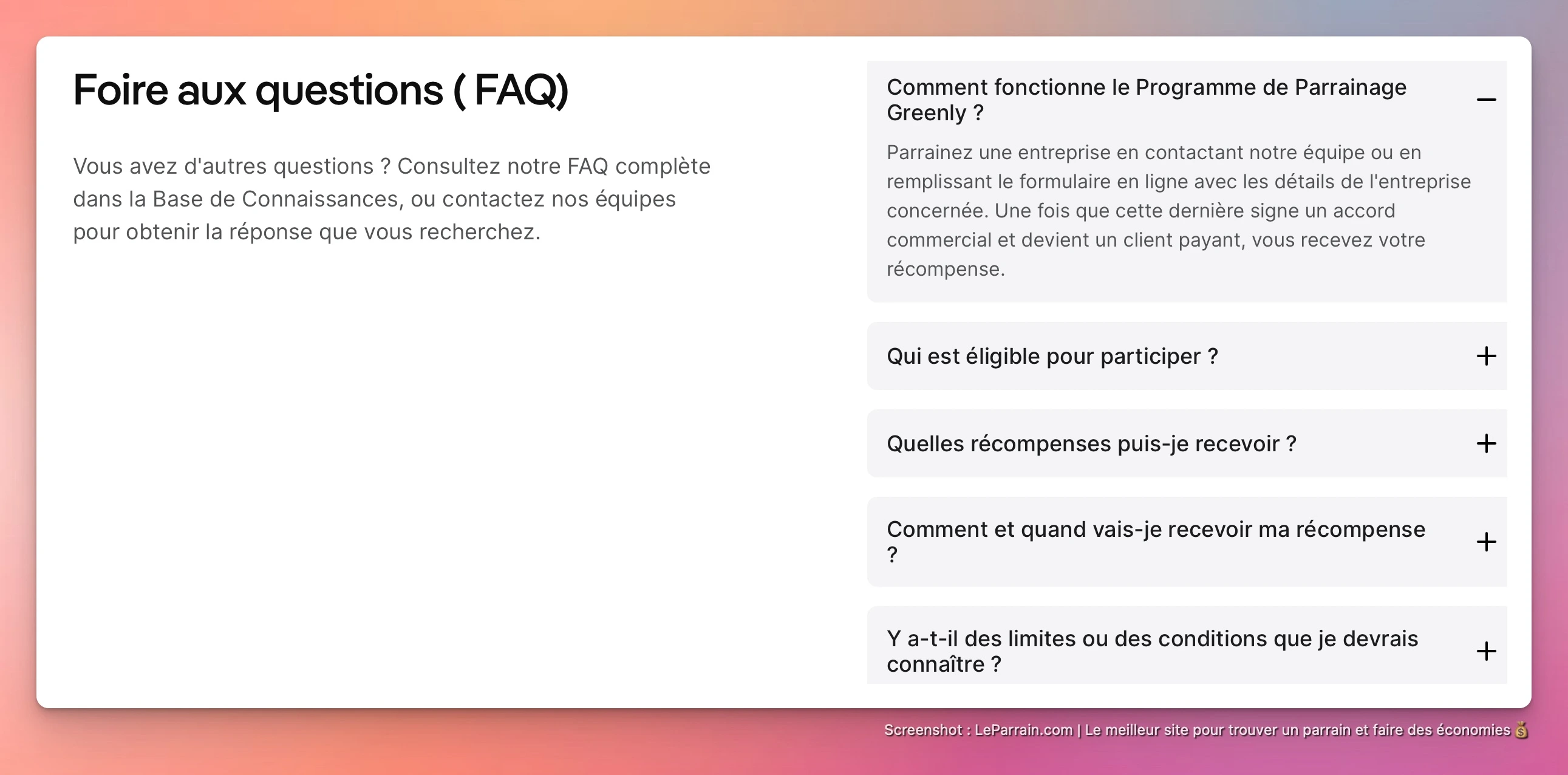 Capture d'écran 3 du programme de parrainage Greenly