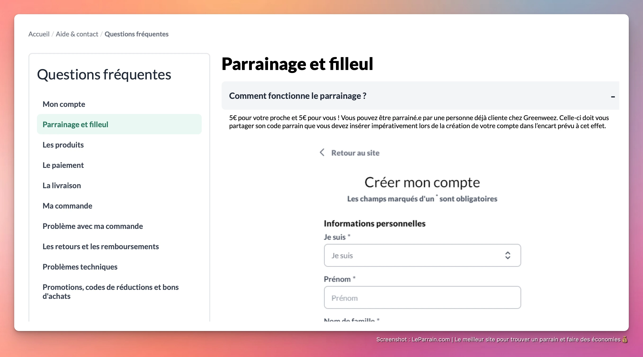 Capture d'écran 3 du programme de parrainage Greenweez