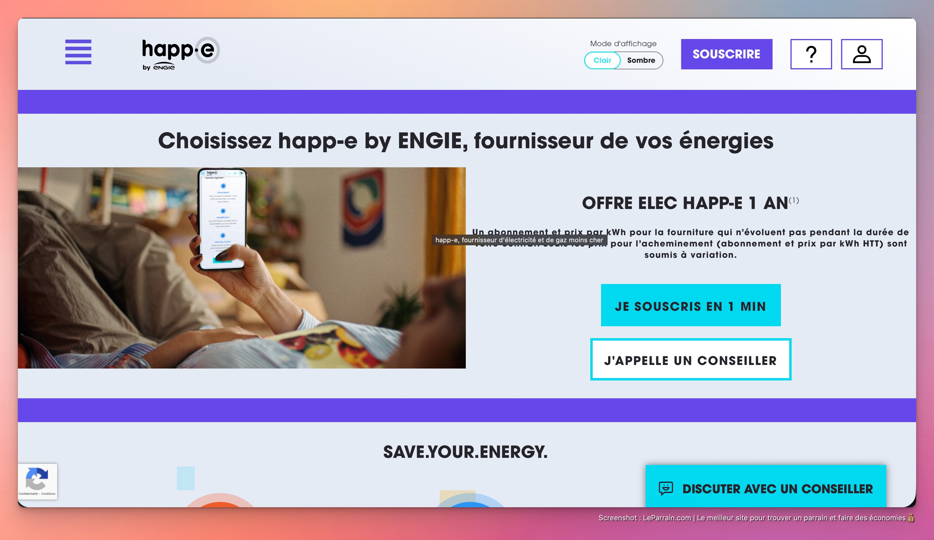 Capture d'écran 2 du programme de parrainage Happ-e