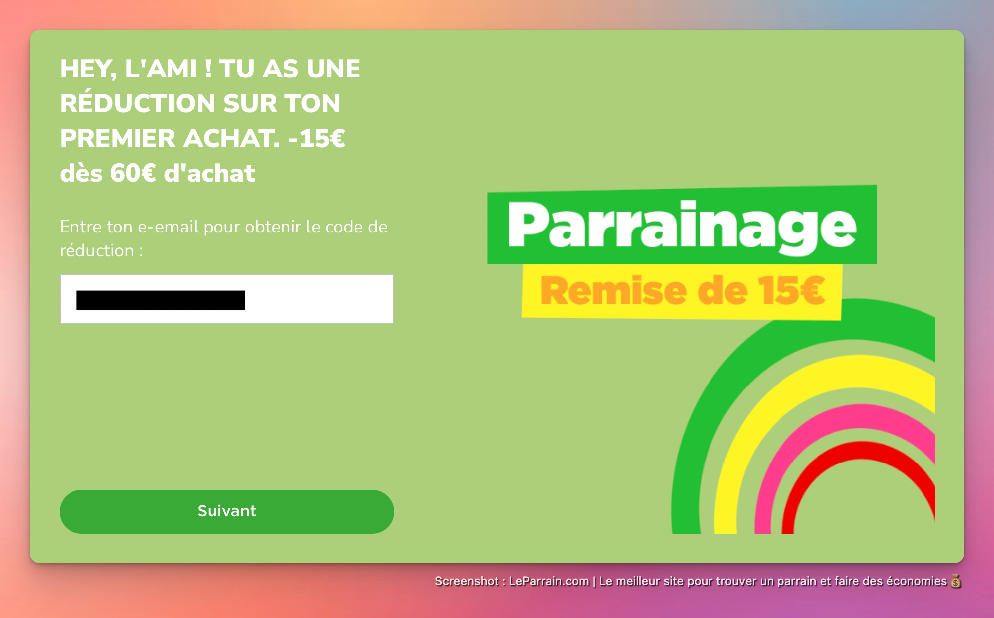 Capture d'écran 1 du programme de parrainage HappyVore