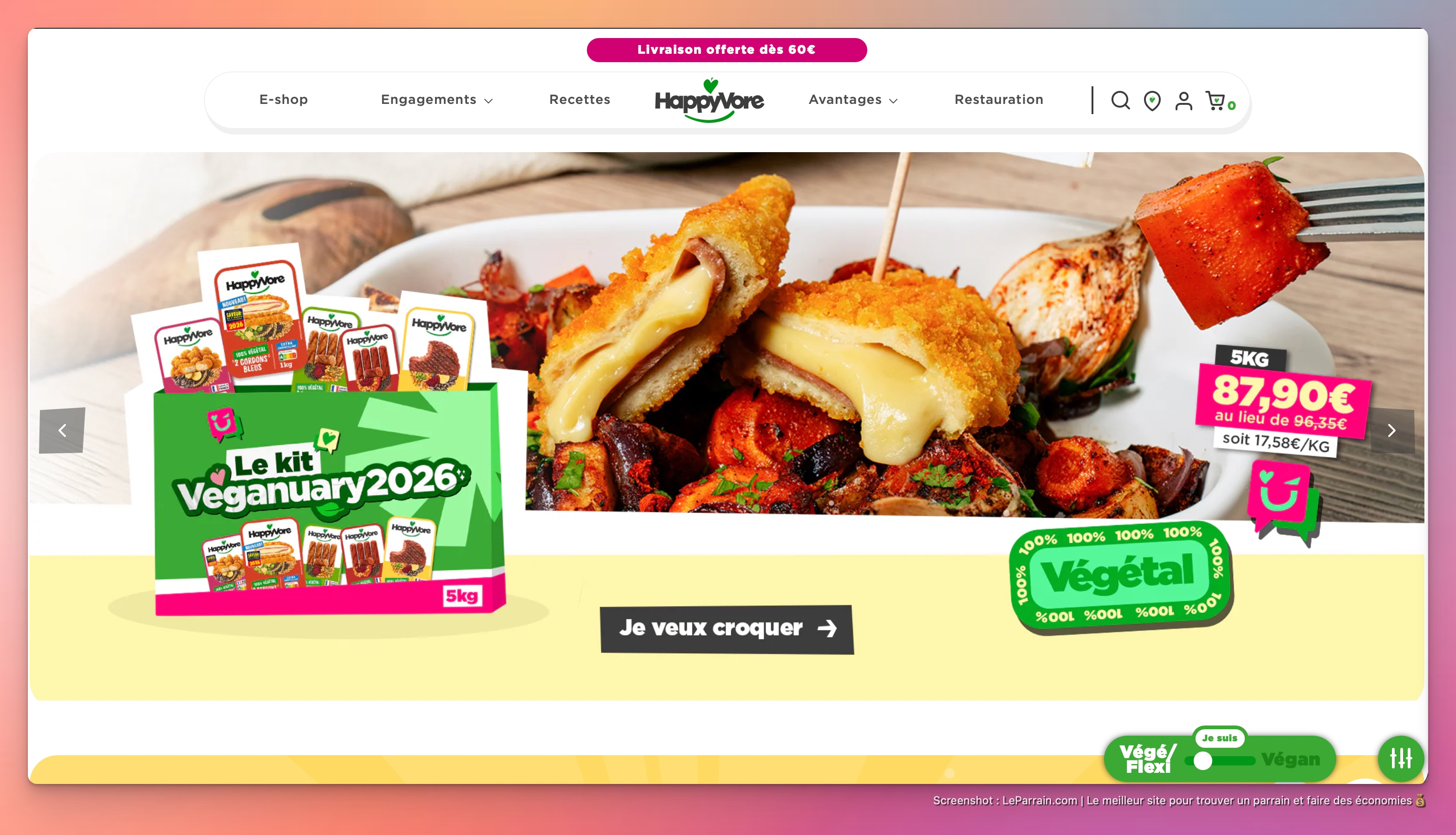 Capture d'écran 2 du programme de parrainage HappyVore