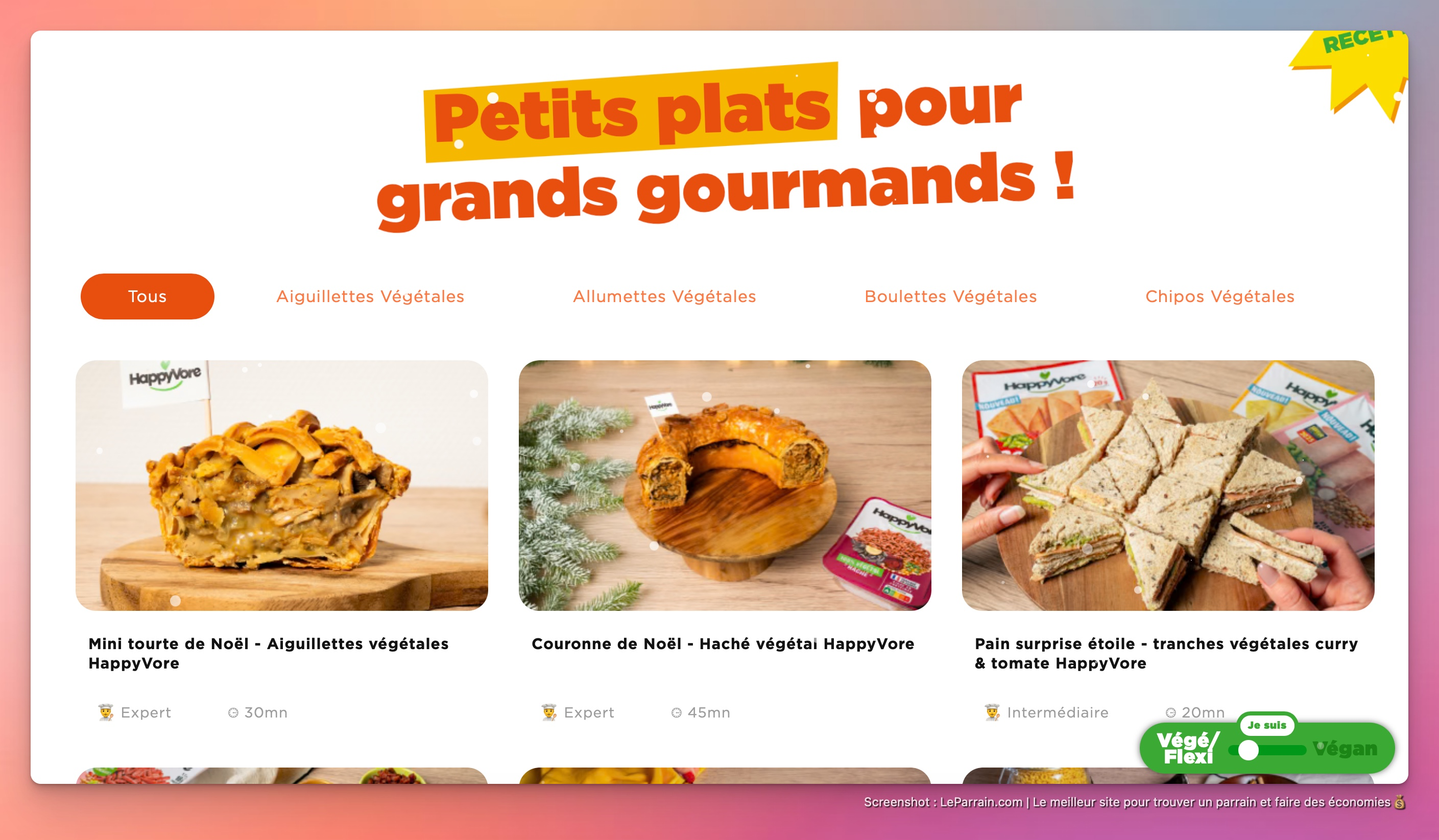 Capture d'écran 3 du programme de parrainage HappyVore