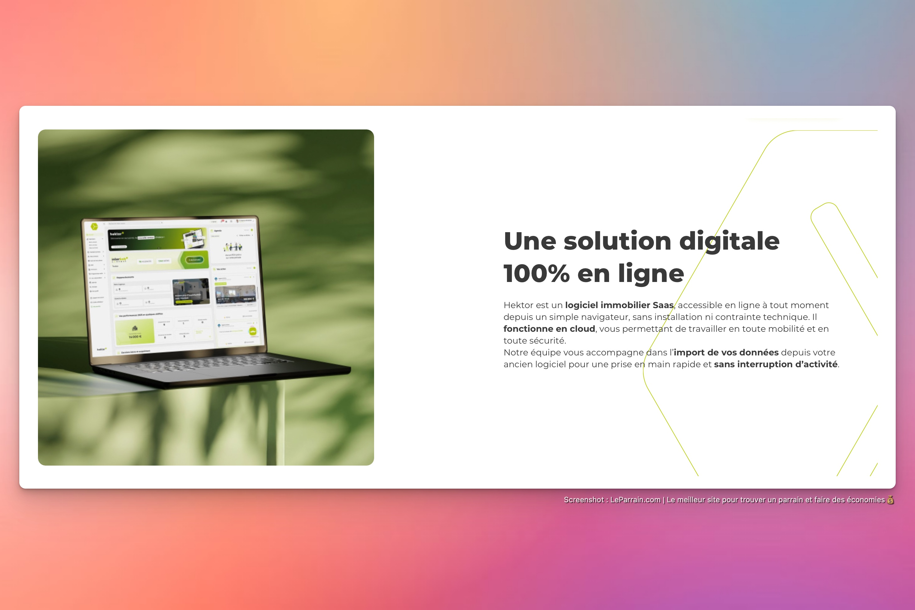 Capture d'écran 1 du programme de parrainage Hektor (La Boite Immo)