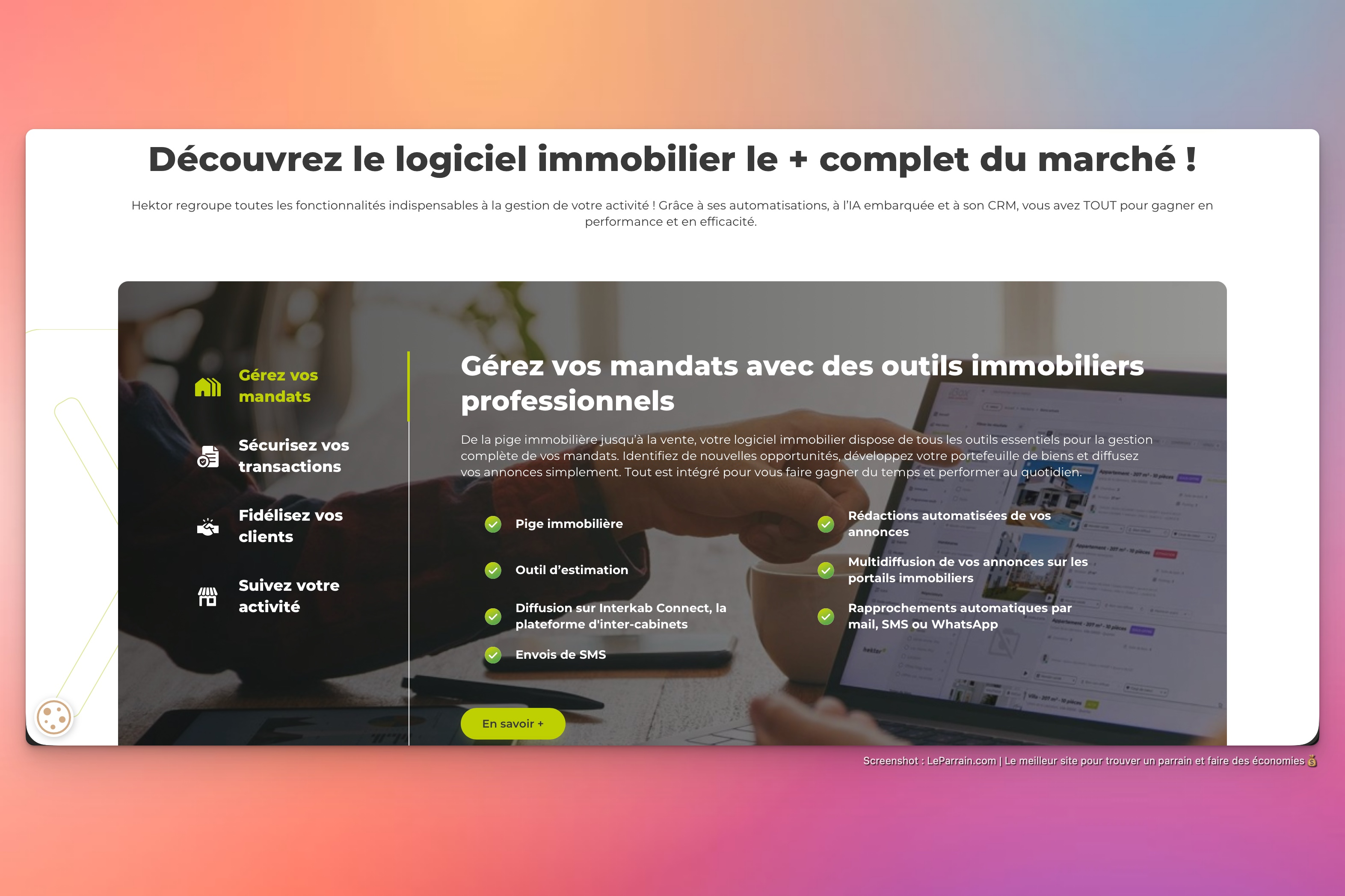 Capture d'écran 7 du programme de parrainage Hektor (La Boite Immo)
