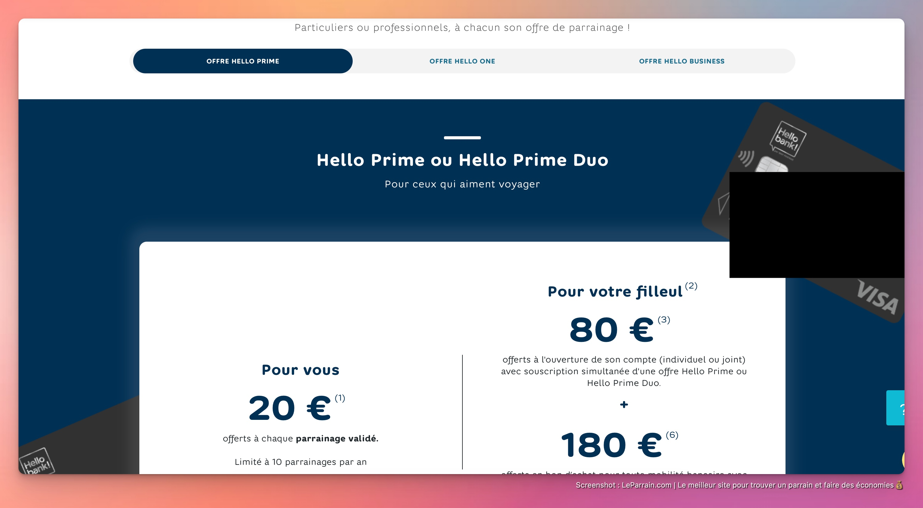 Capture d'écran 2 du programme de parrainage Hello Bank
