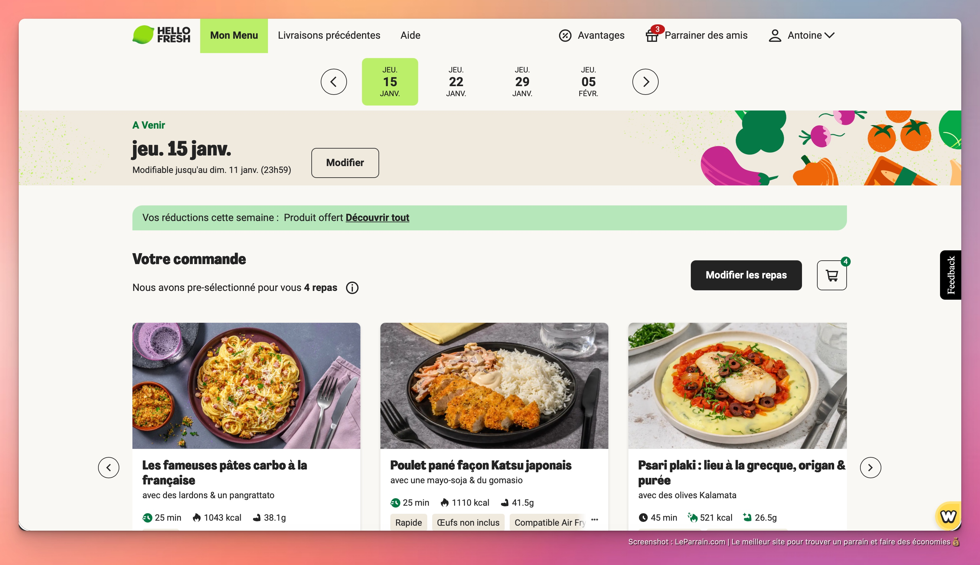Capture d'écran 1 du programme de parrainage Hello Fresh