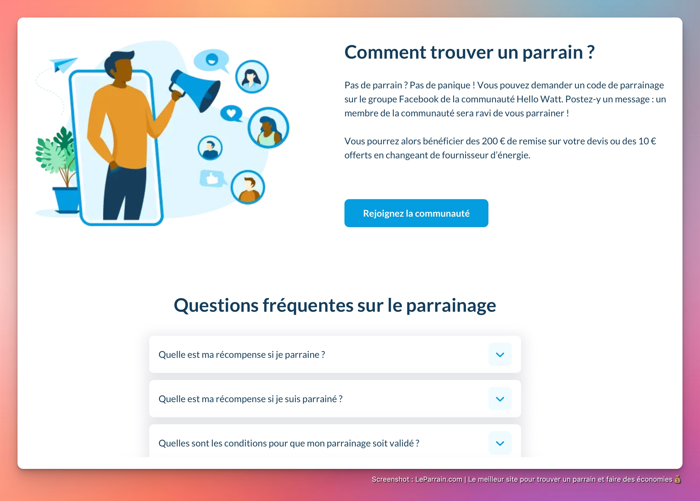 Capture d'écran 4 du programme de parrainage Hello Watt