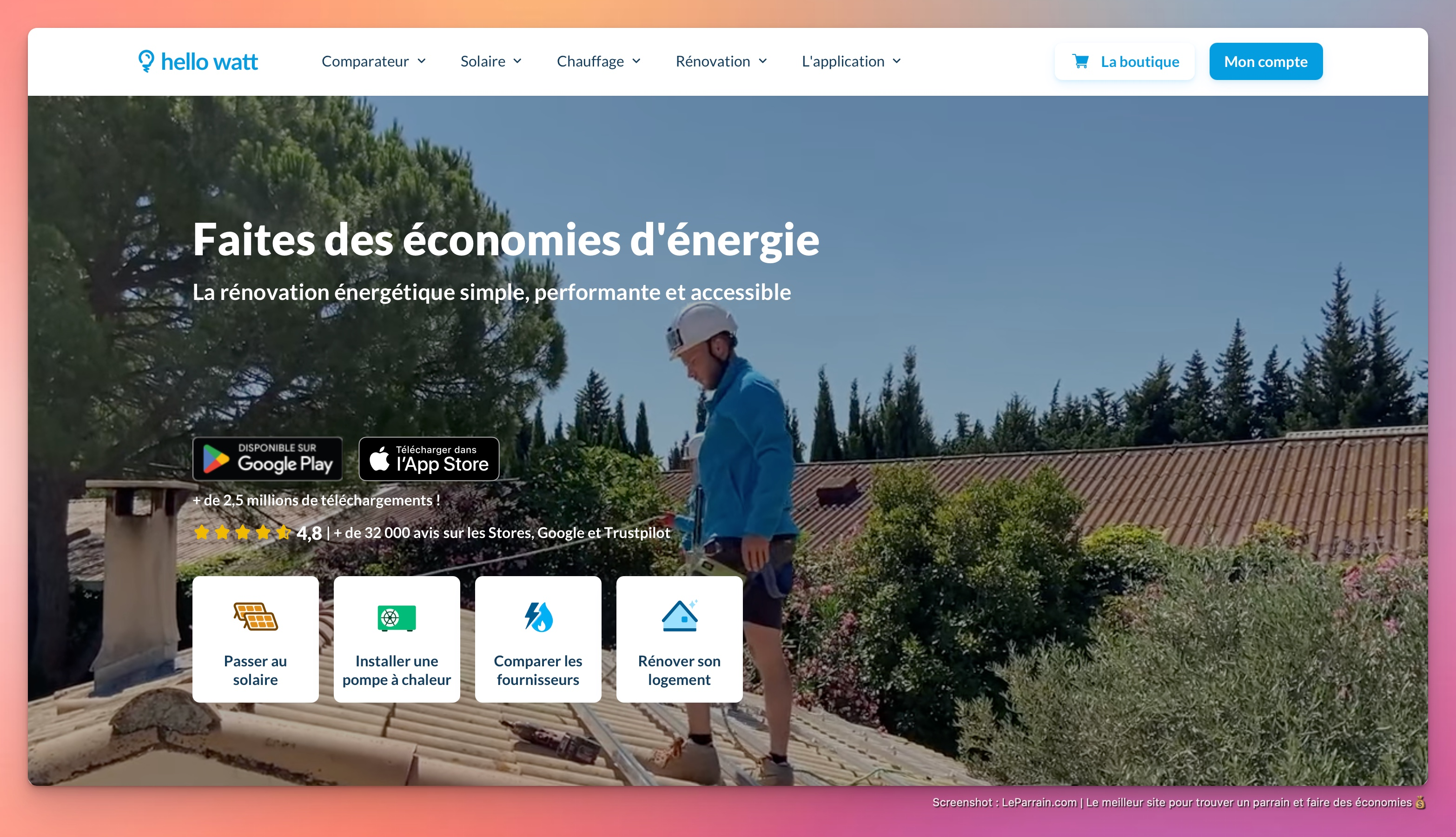 Capture d'écran 5 du programme de parrainage Hello Watt