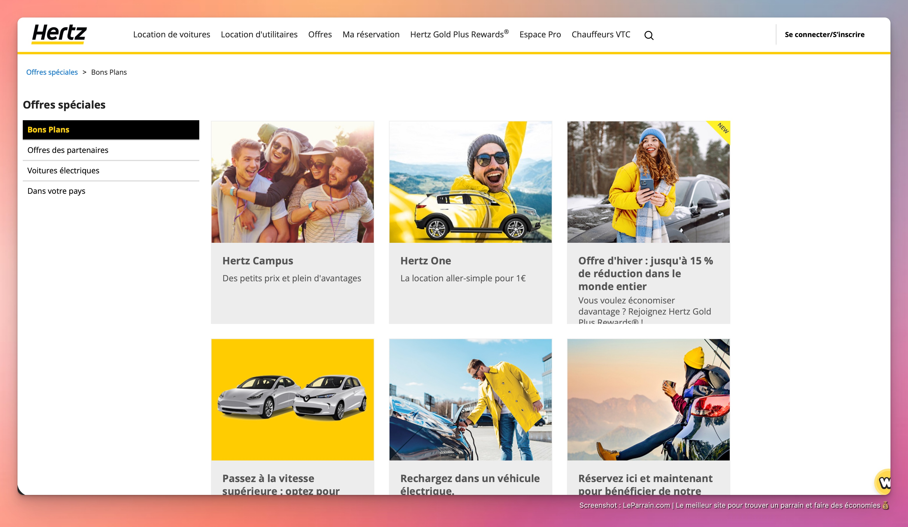 Capture d'écran 1 du programme de parrainage Hertz
