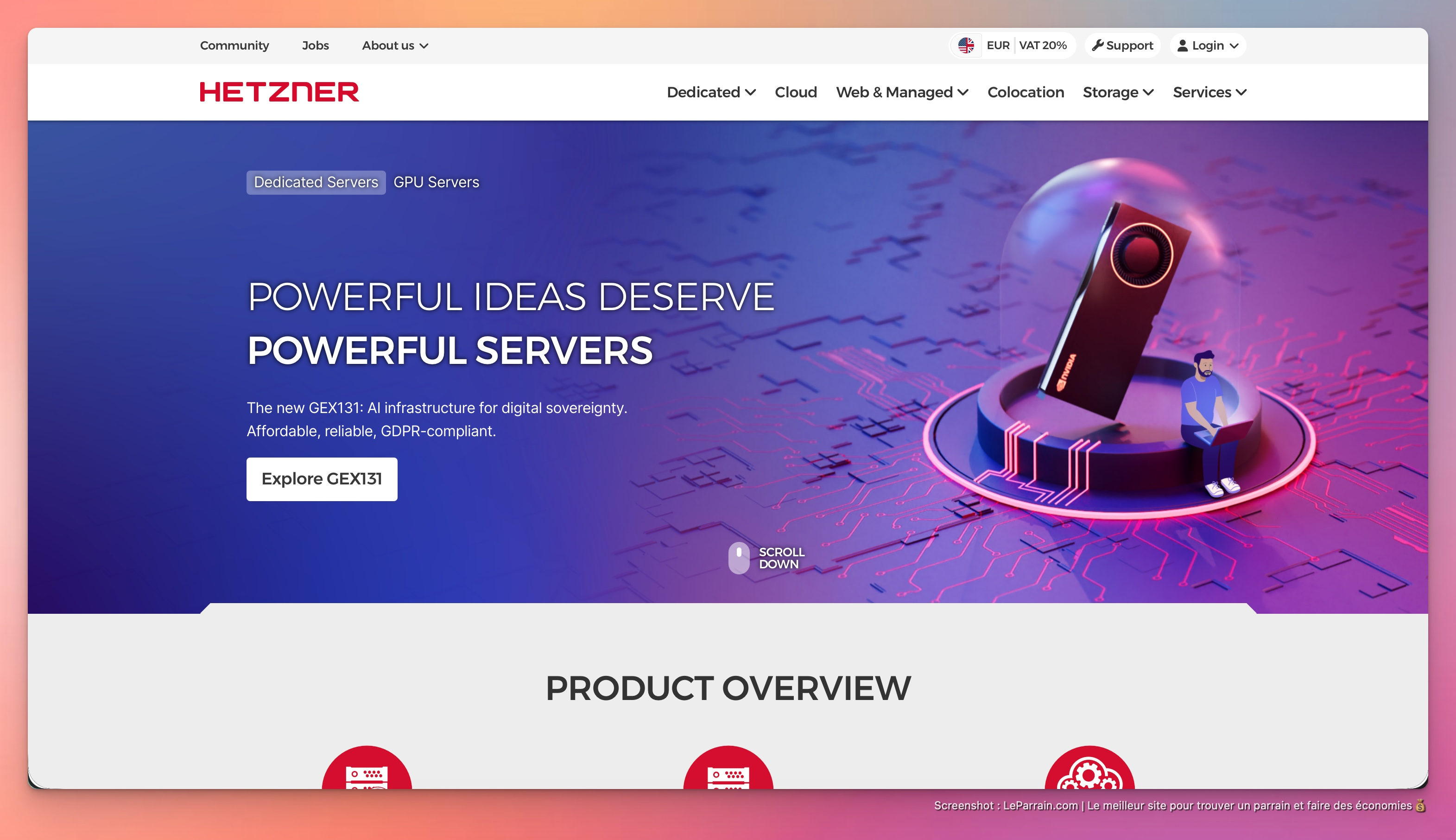 Capture d'écran 2 du programme de parrainage Hetzner