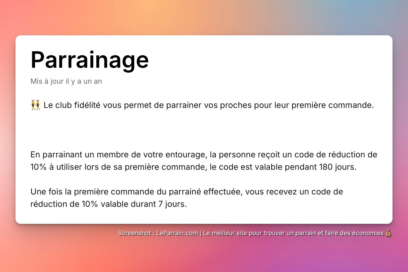 Capture d'écran 1 du programme de parrainage Hindbag