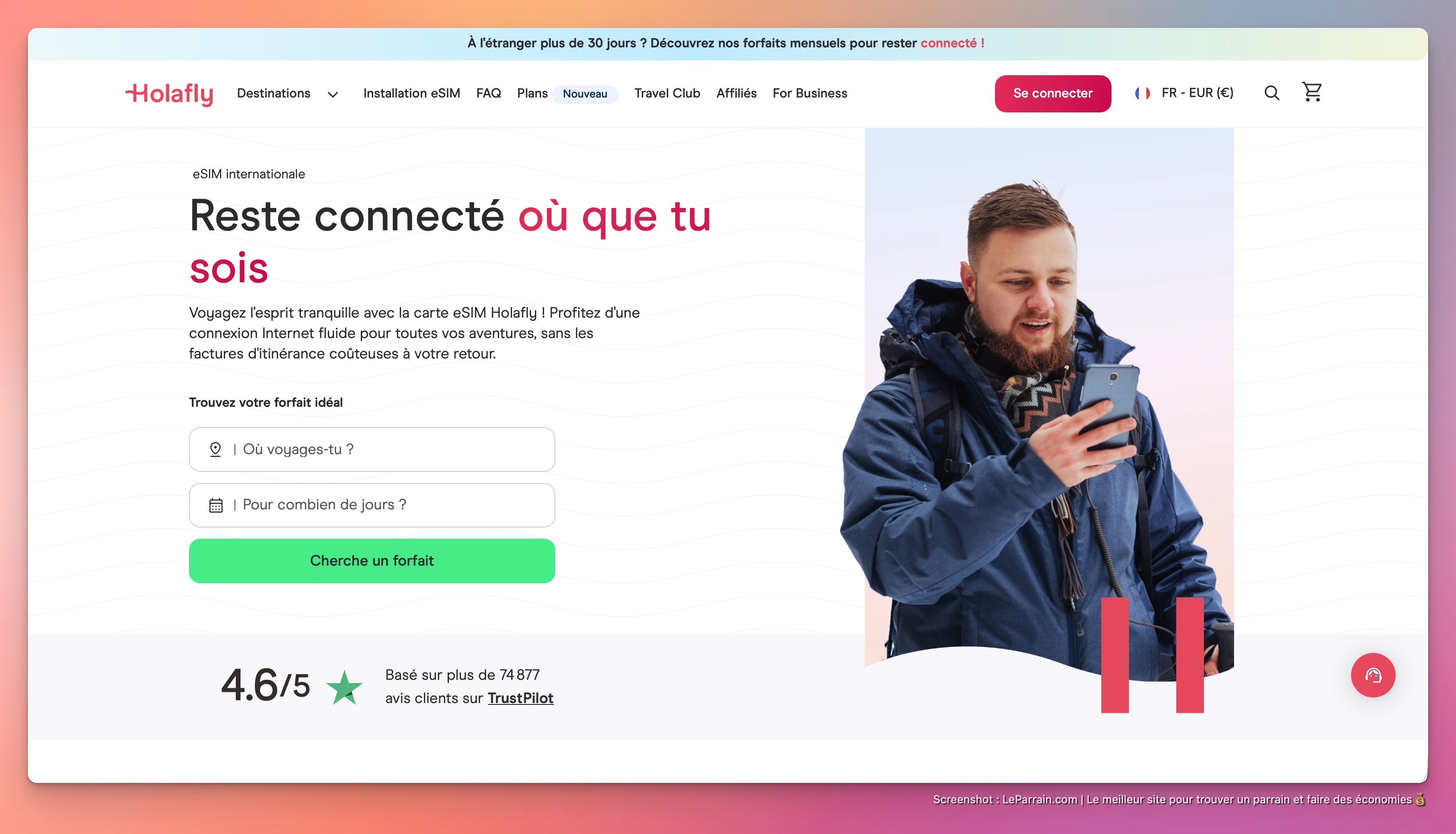 Capture d'écran 1 du programme de parrainage Holafly
