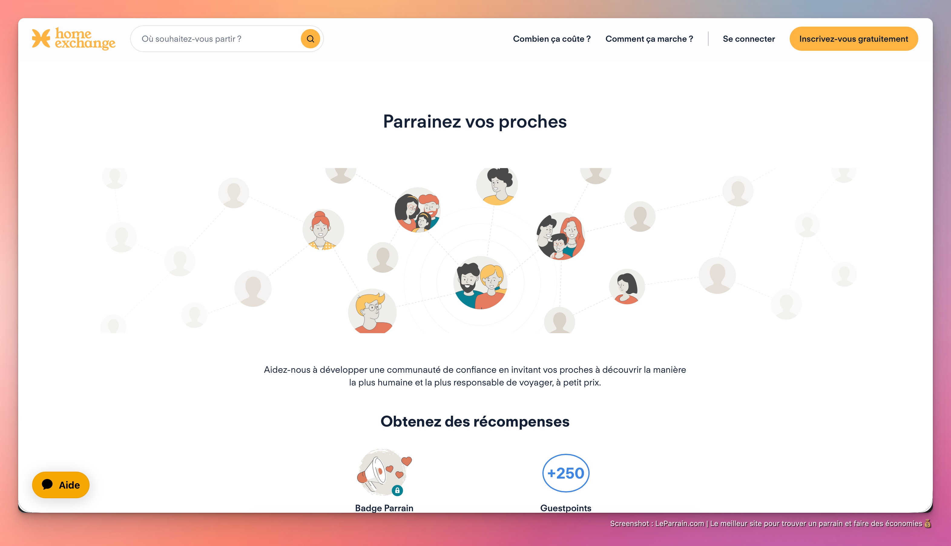 Capture d'écran 1 du programme de parrainage Homeexchange