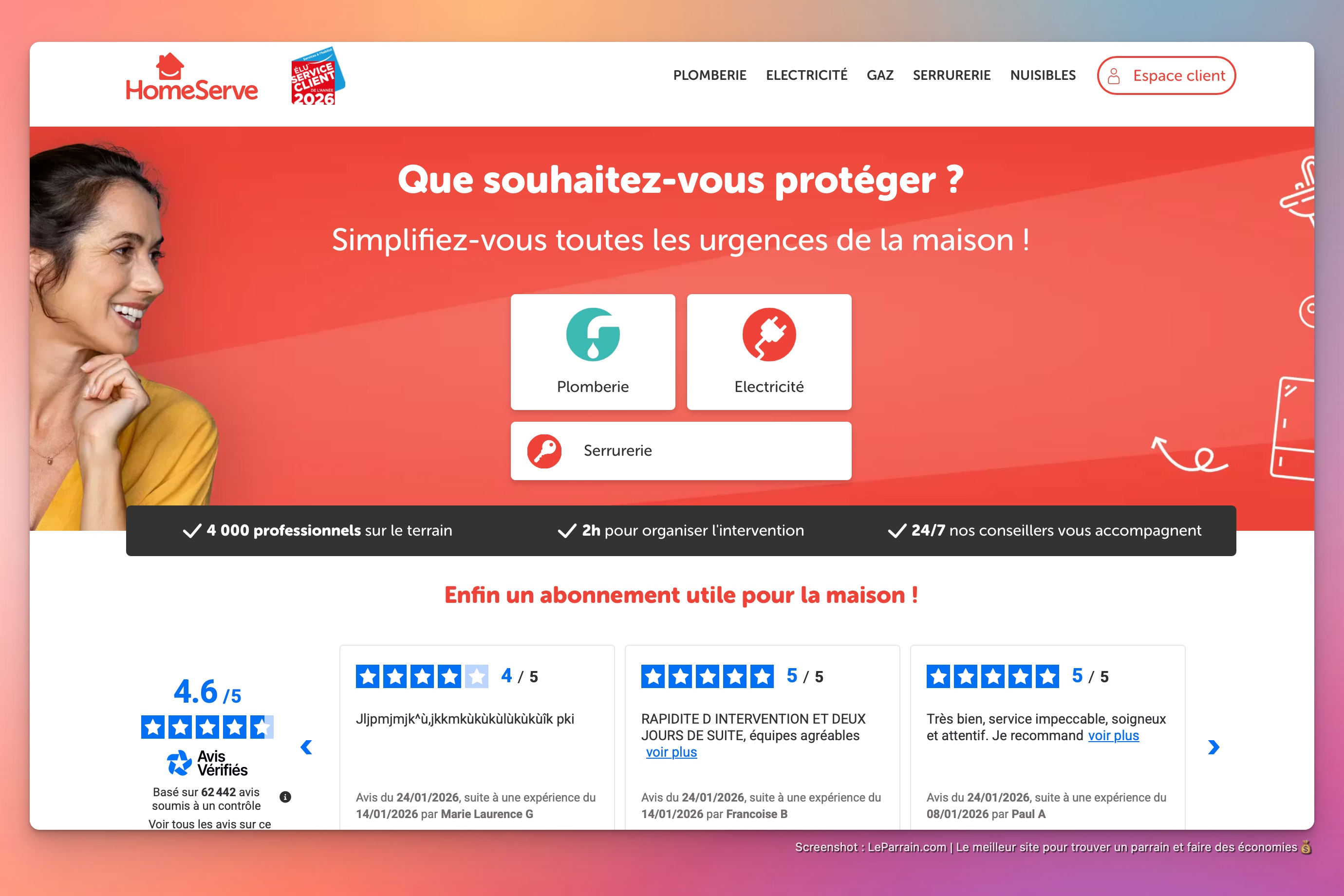 Capture d'écran 2 du programme de parrainage HomeServe