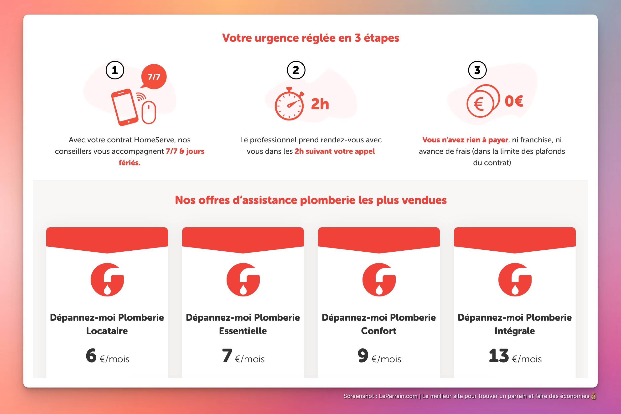 Capture d'écran 4 du programme de parrainage HomeServe
