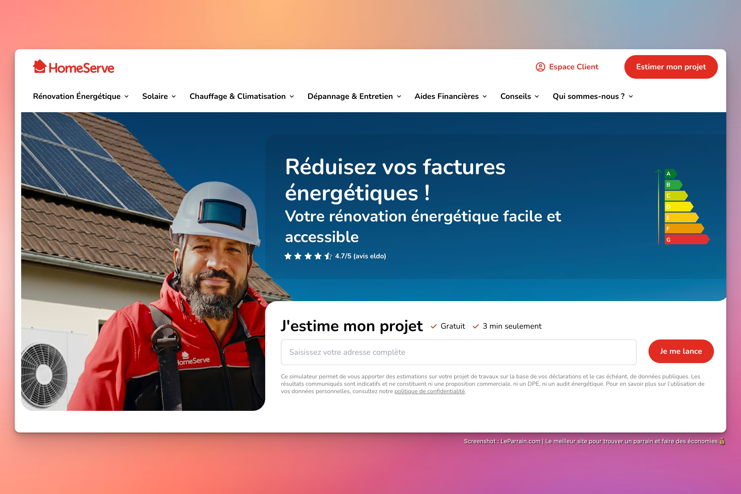 Capture d'écran 5 du programme de parrainage HomeServe