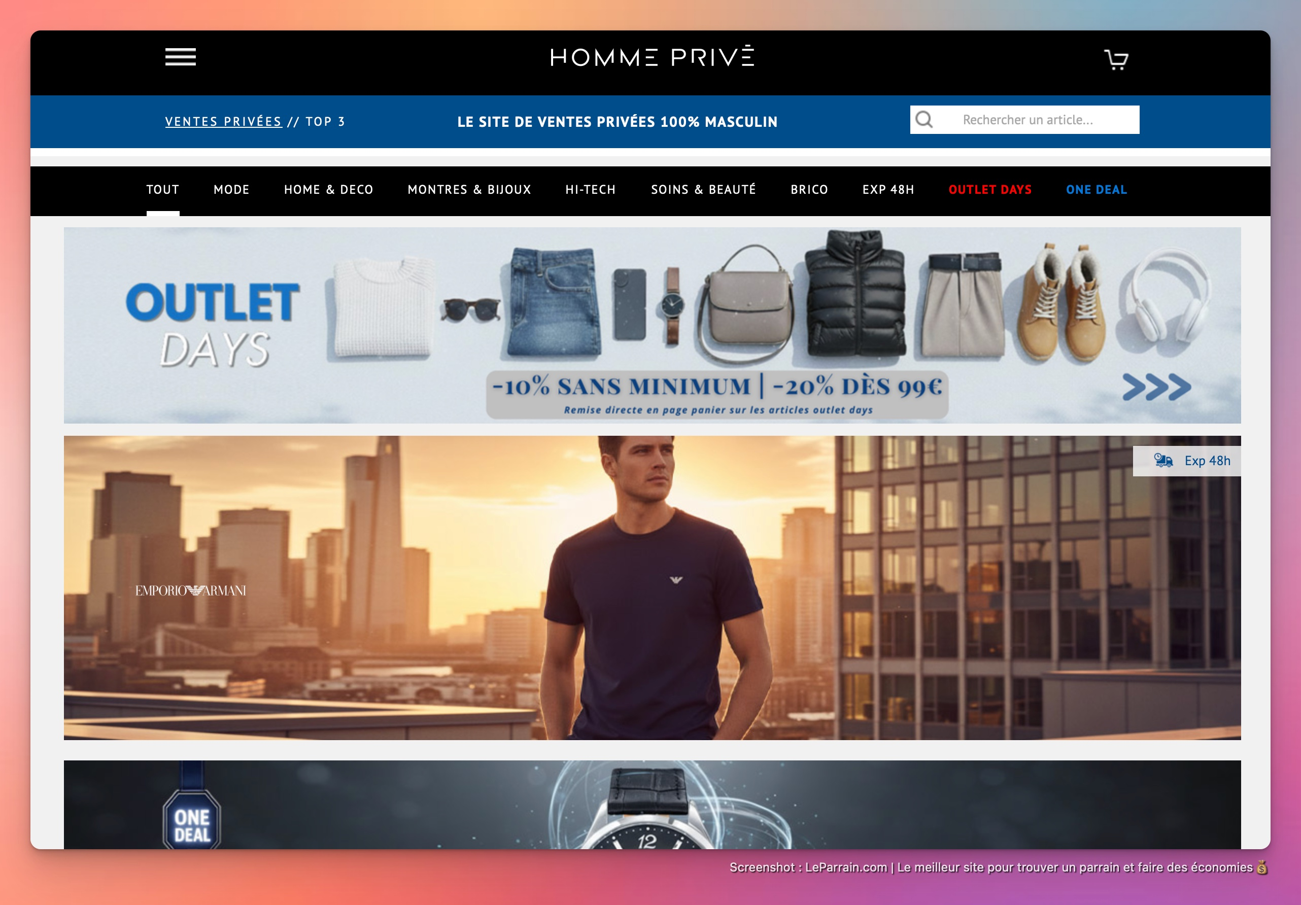 Capture d'écran 2 du programme de parrainage Homme Privé