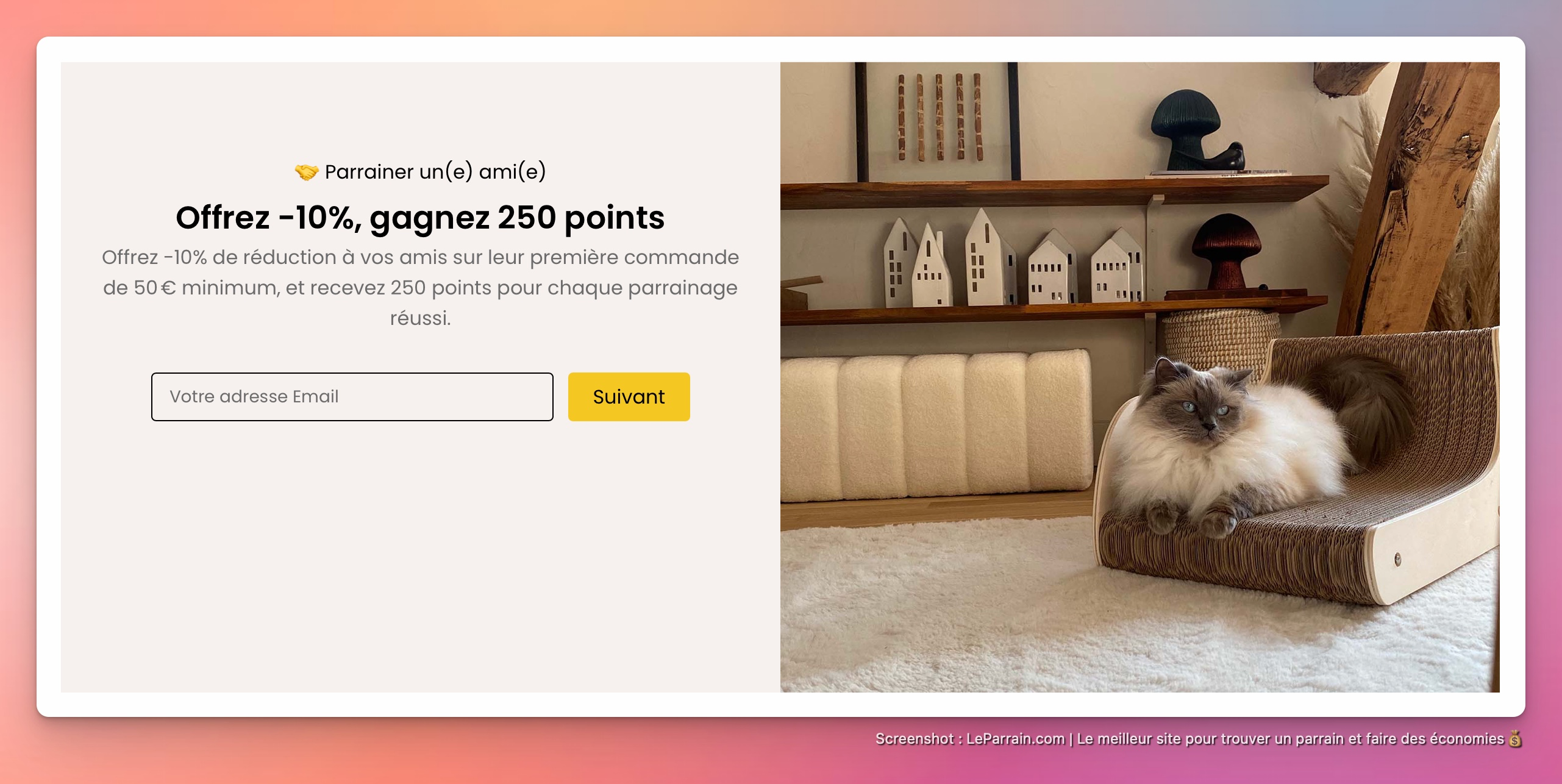 Capture d'écran 4 du programme de parrainage Homycat