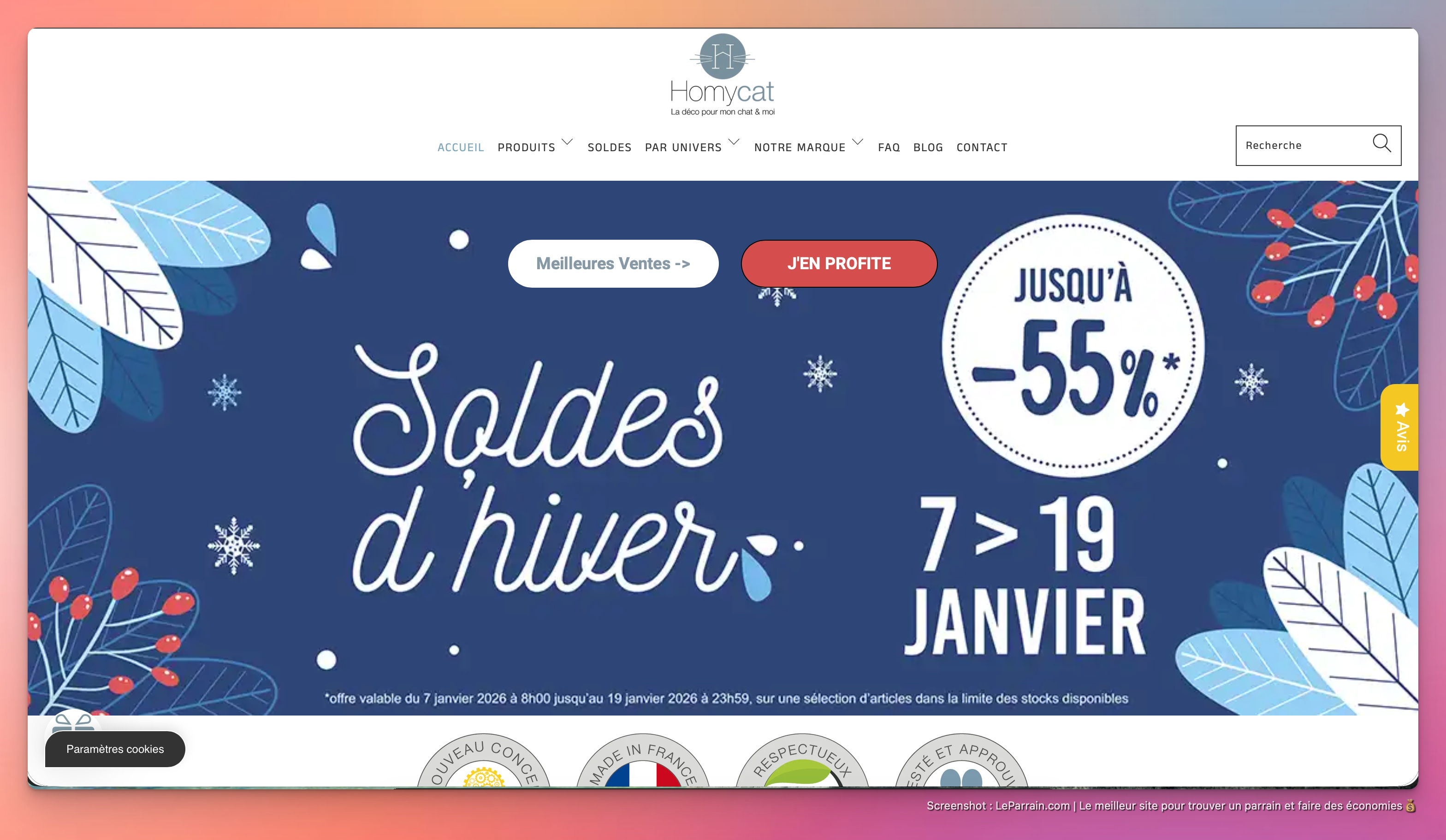 Capture d'écran 5 du programme de parrainage Homycat