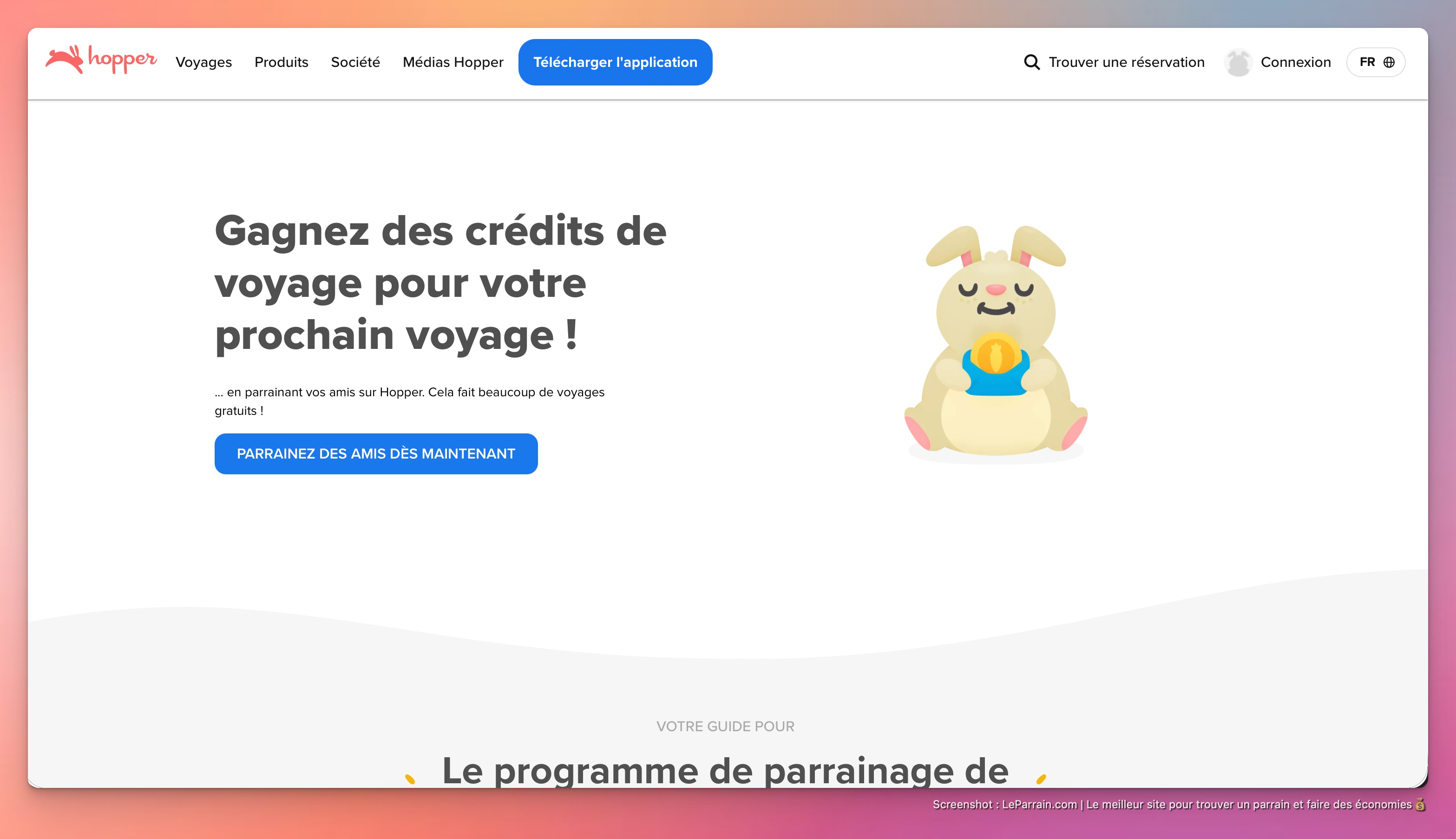 Capture d'écran 1 du programme de parrainage Hopper