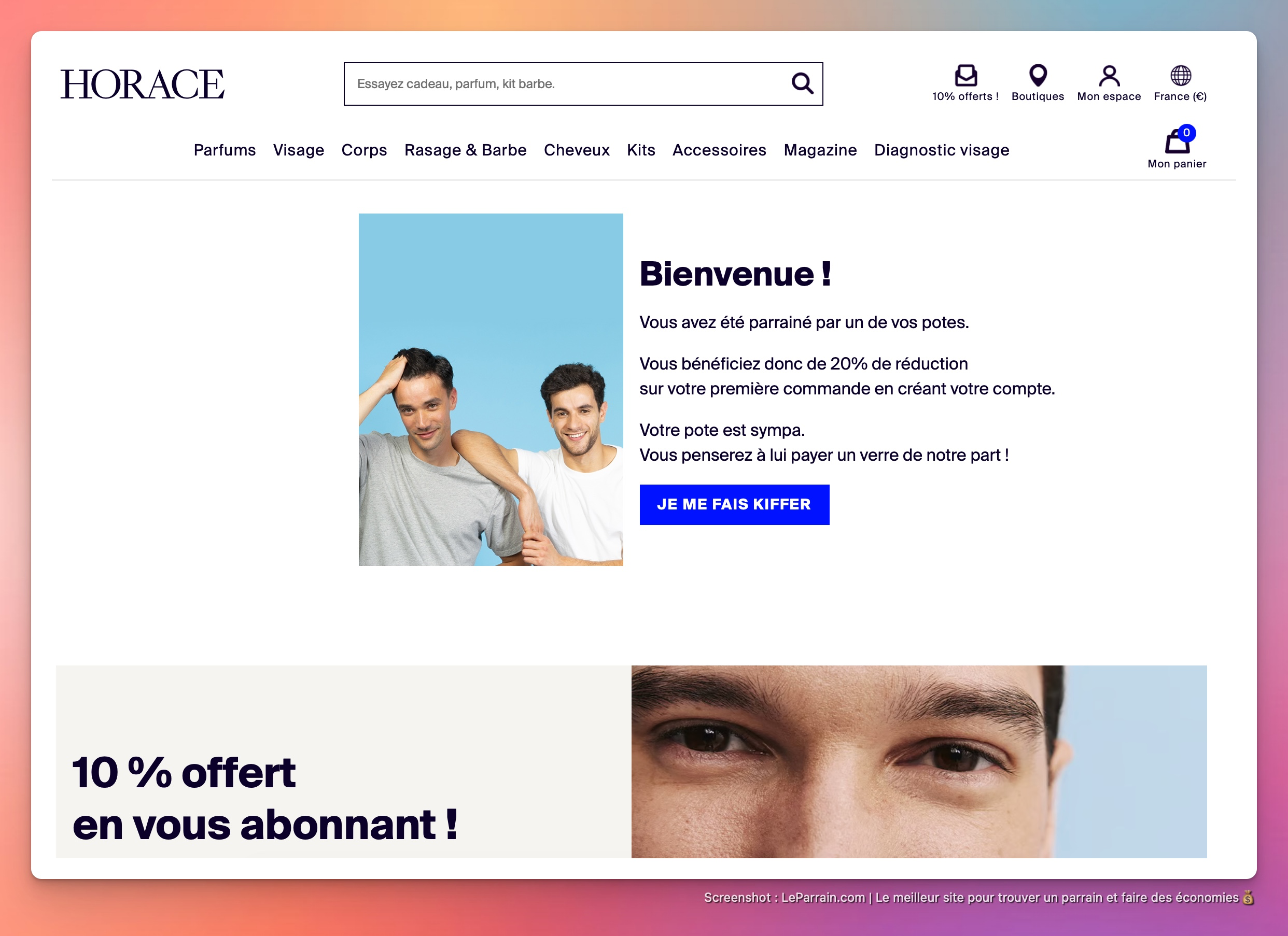 Capture d'écran 1 du programme de parrainage Horace