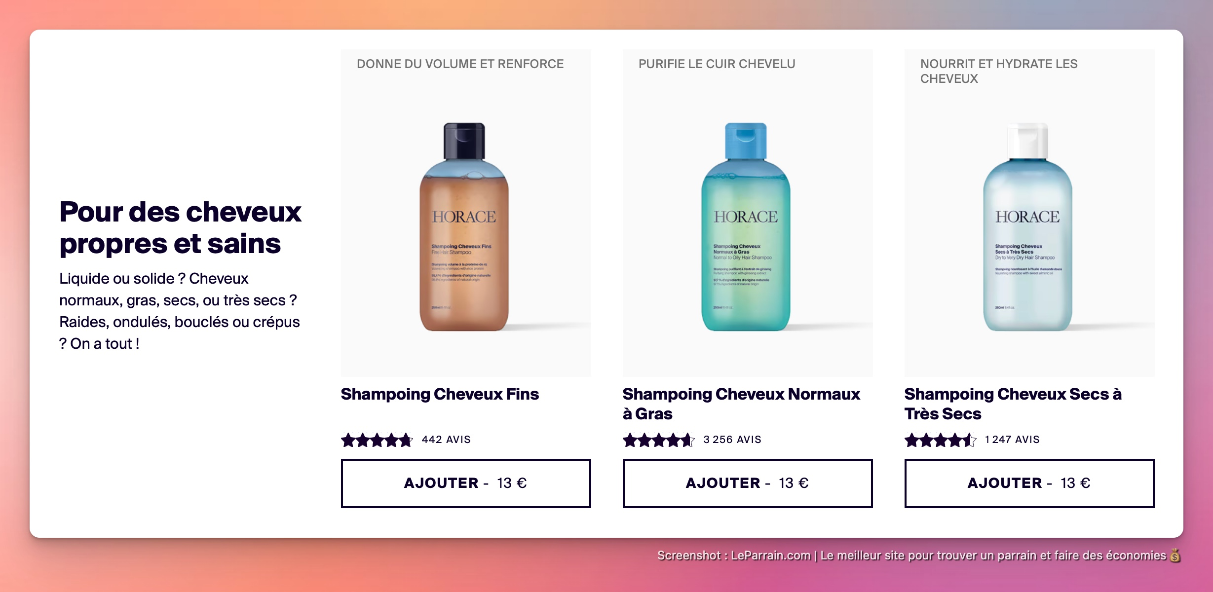 Capture d'écran 3 du programme de parrainage Horace