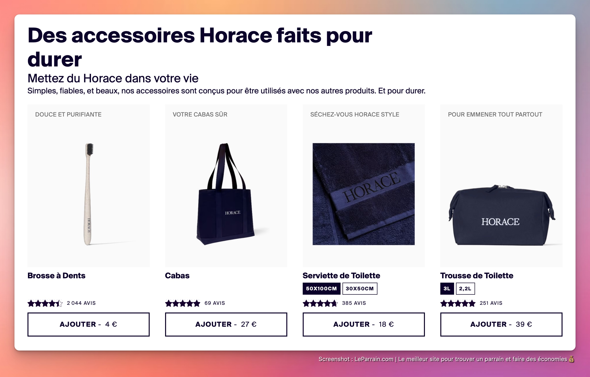 Capture d'écran 4 du programme de parrainage Horace