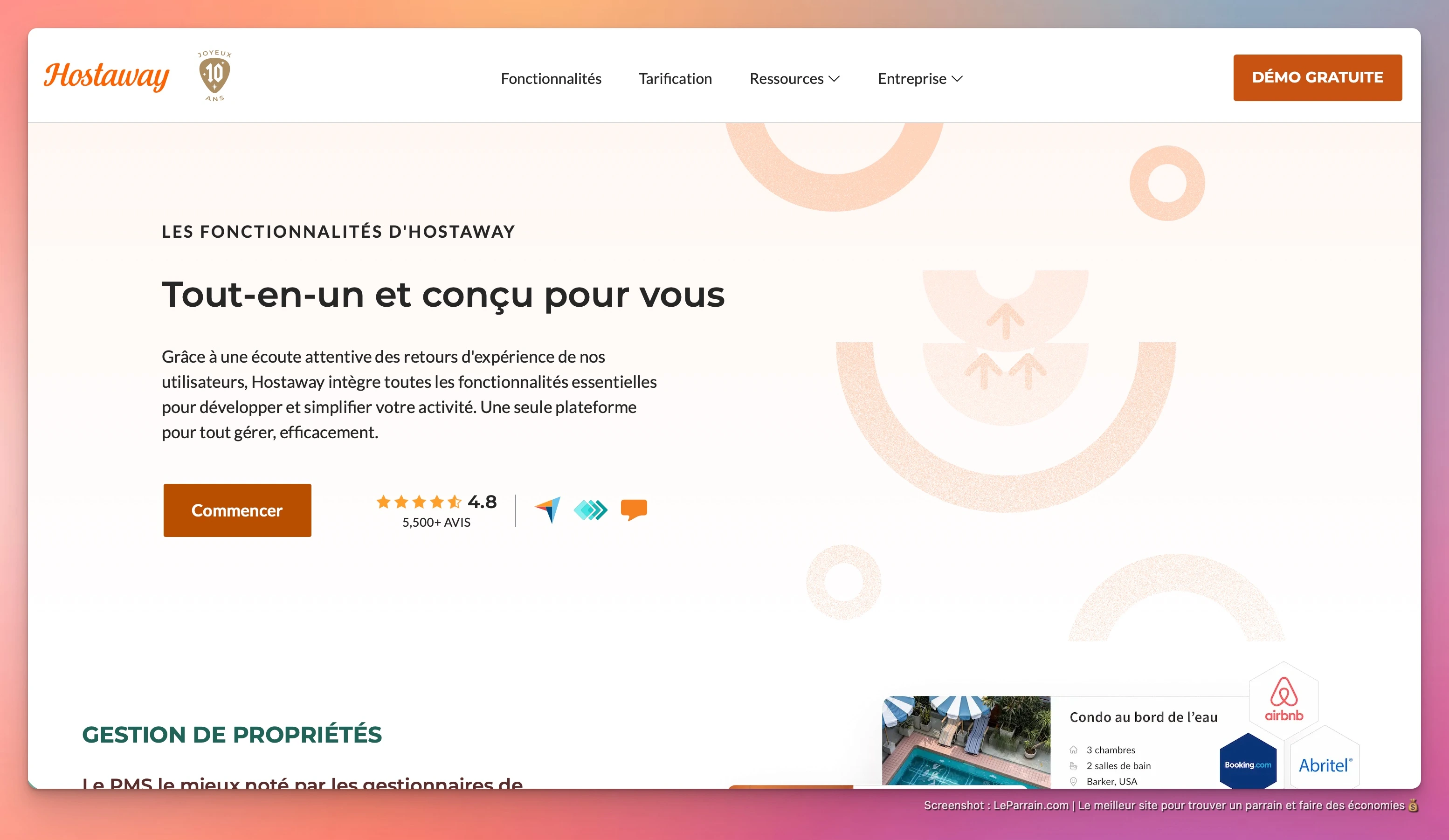 Capture d'écran 3 du programme de parrainage Hostaway