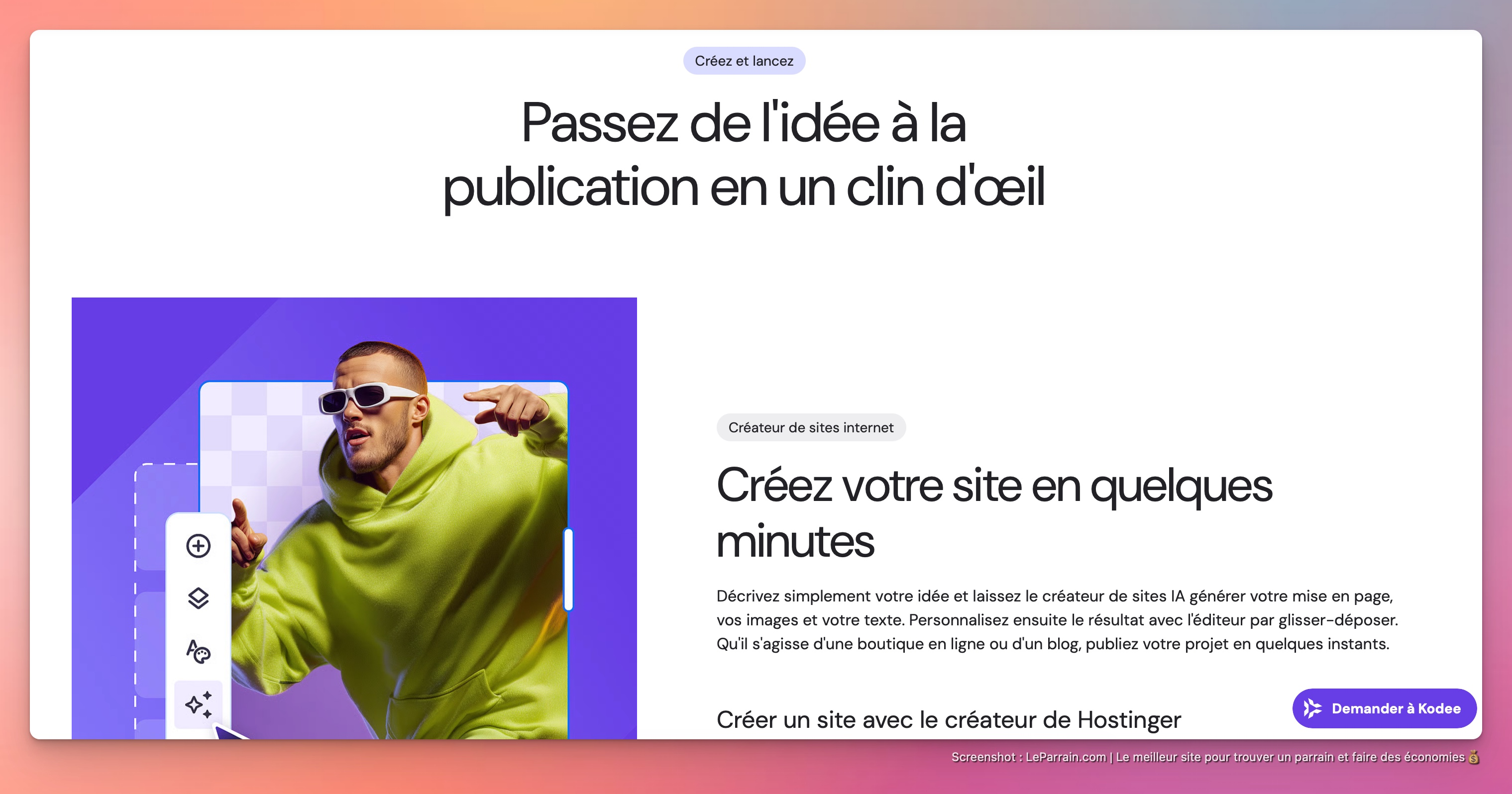 Capture d'écran 1 du programme de parrainage Hostinger