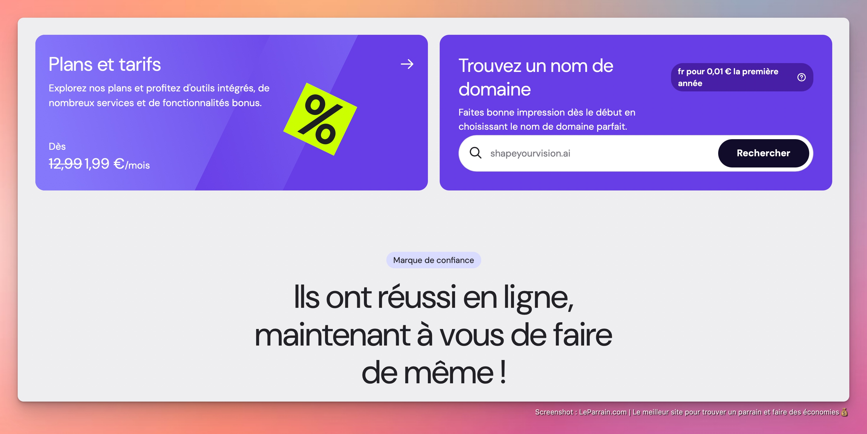 Capture d'écran 2 du programme de parrainage Hostinger
