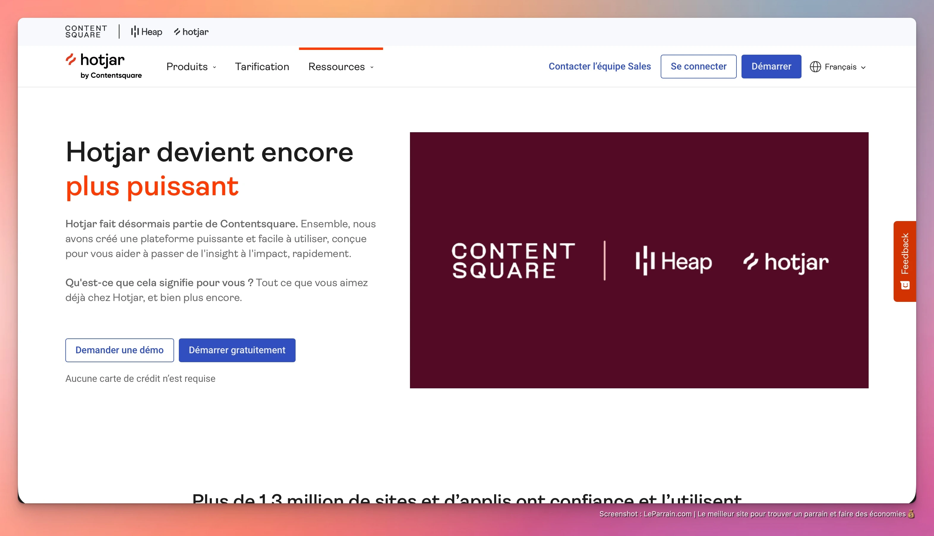 Capture d'écran 3 du programme de parrainage Hotjar