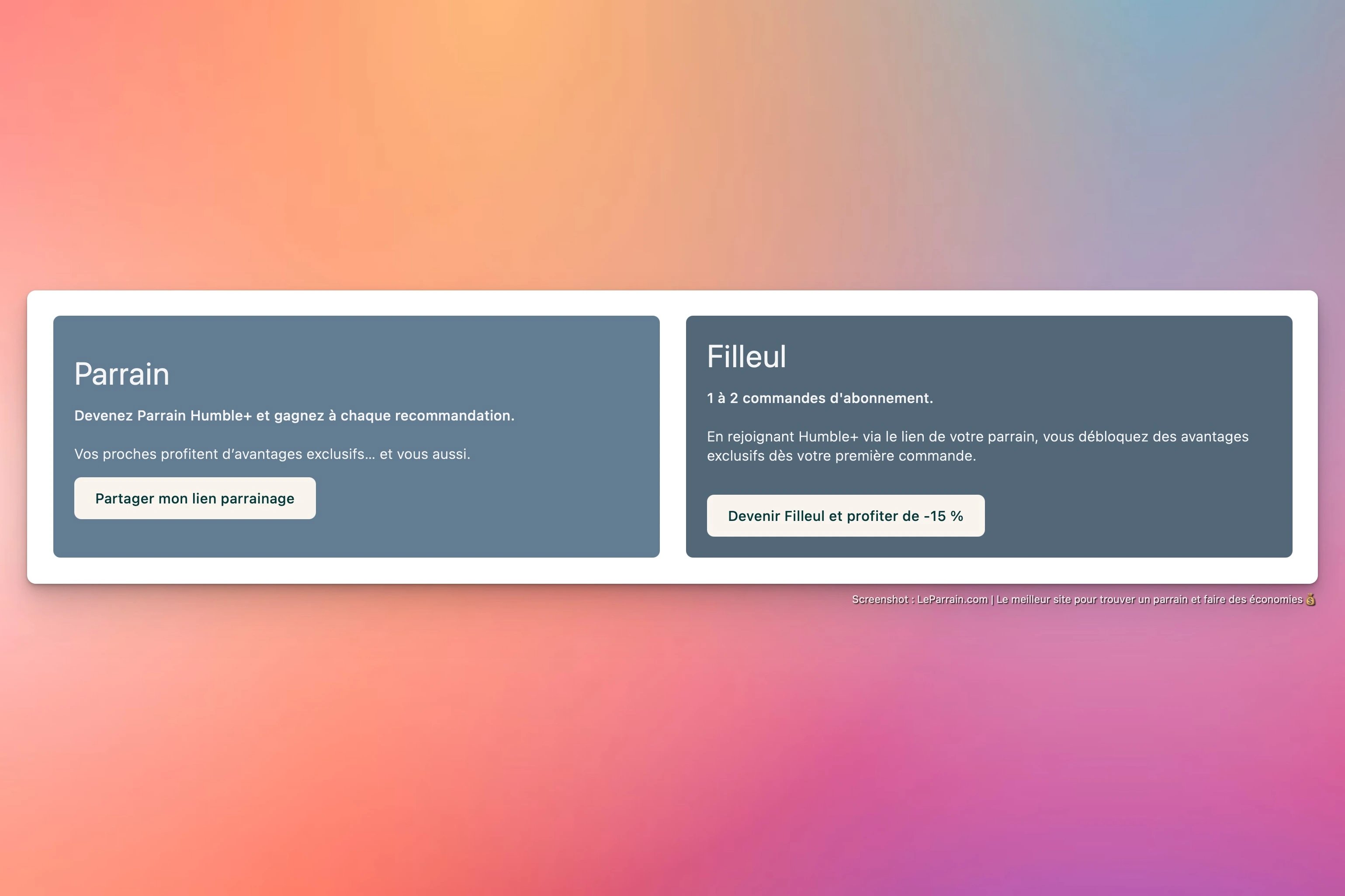 Capture d'écran 2 du programme de parrainage Humble Plus