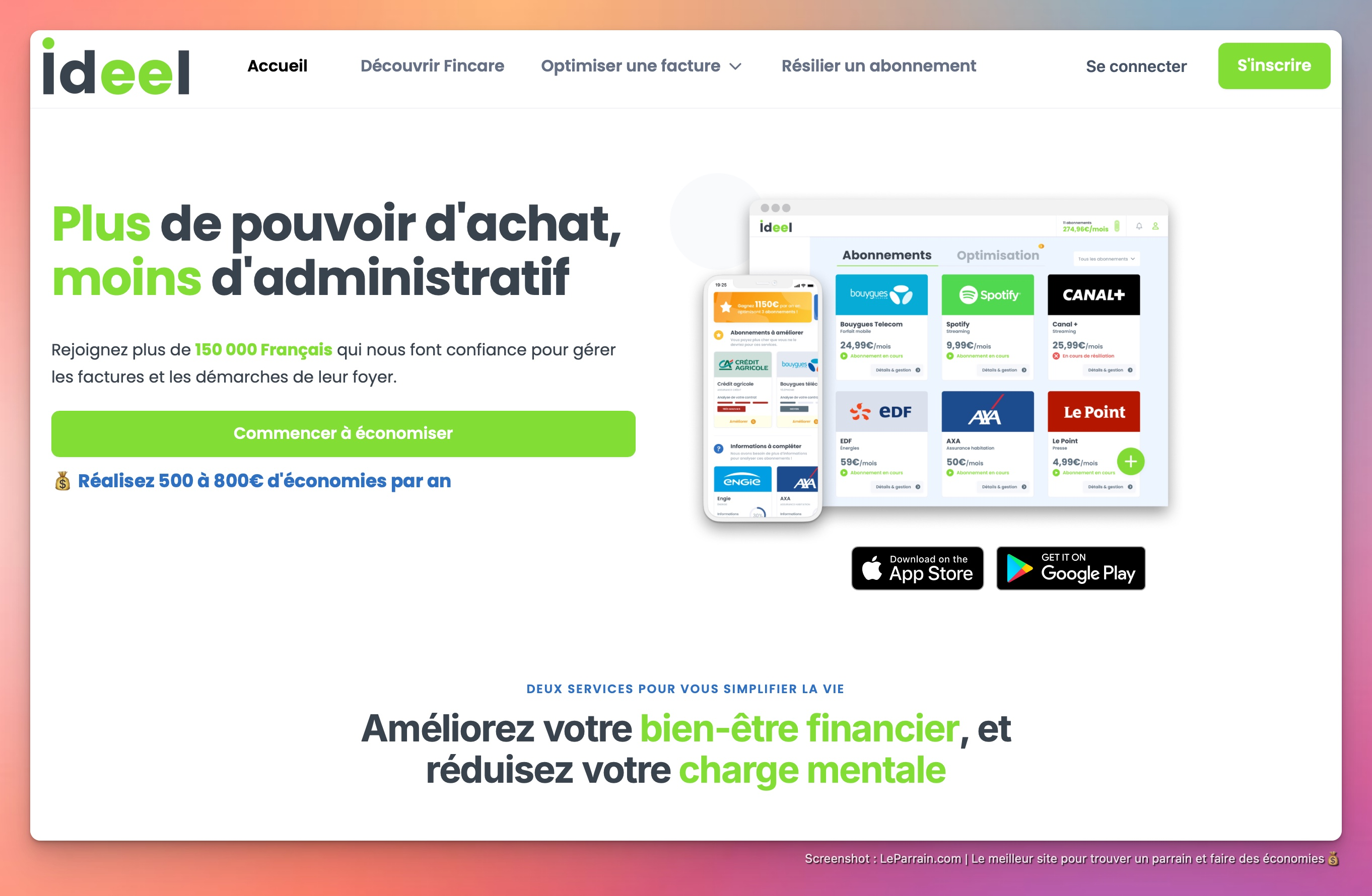 Capture d'écran 4 du programme de parrainage Ideel